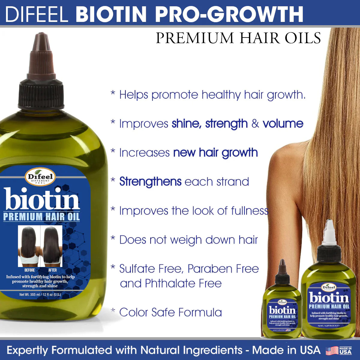 Difeel Biotin Premium Hair Oil 210ml - Image 2