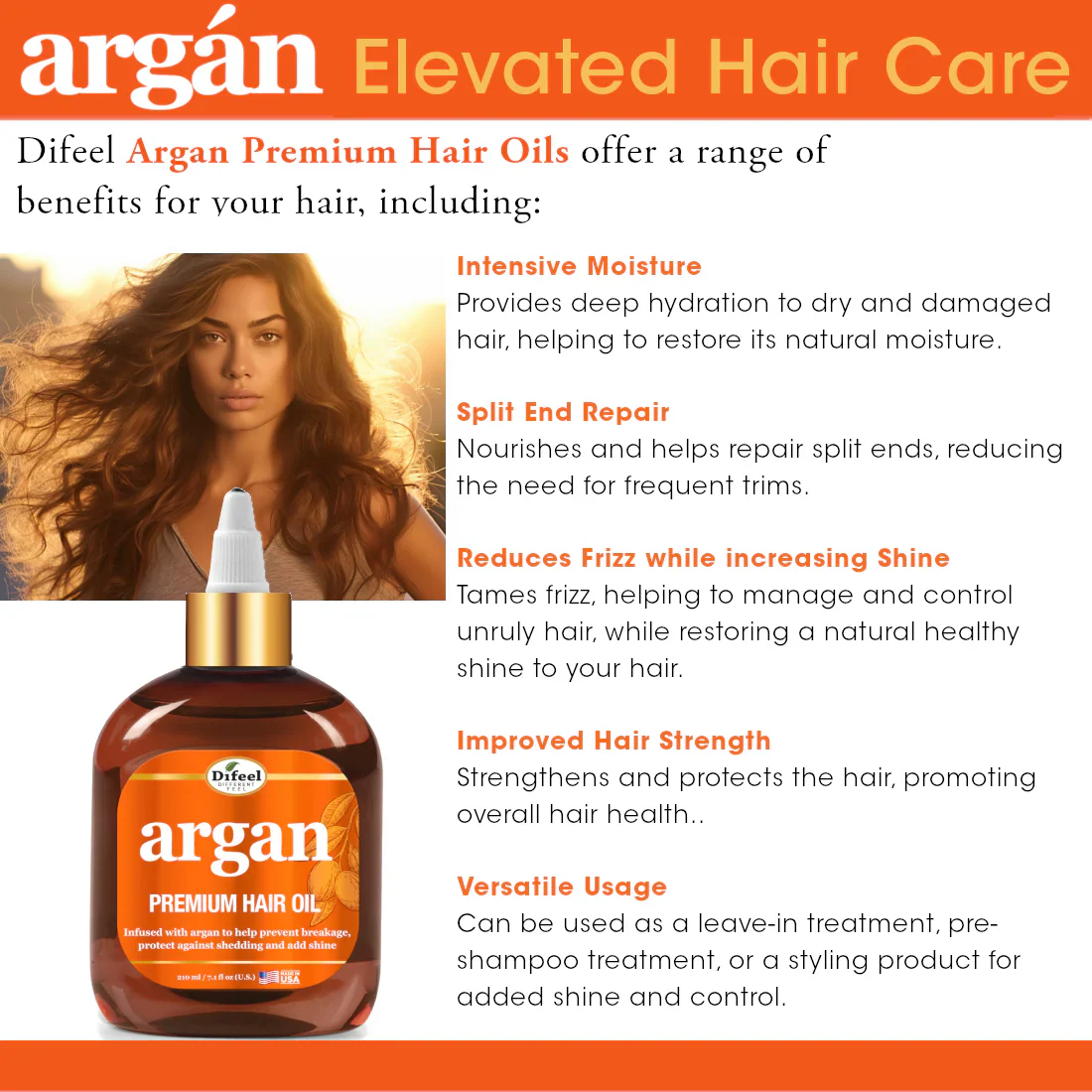 Difeel Elevated Argan Premium Hair Oil 210ml - Image 5