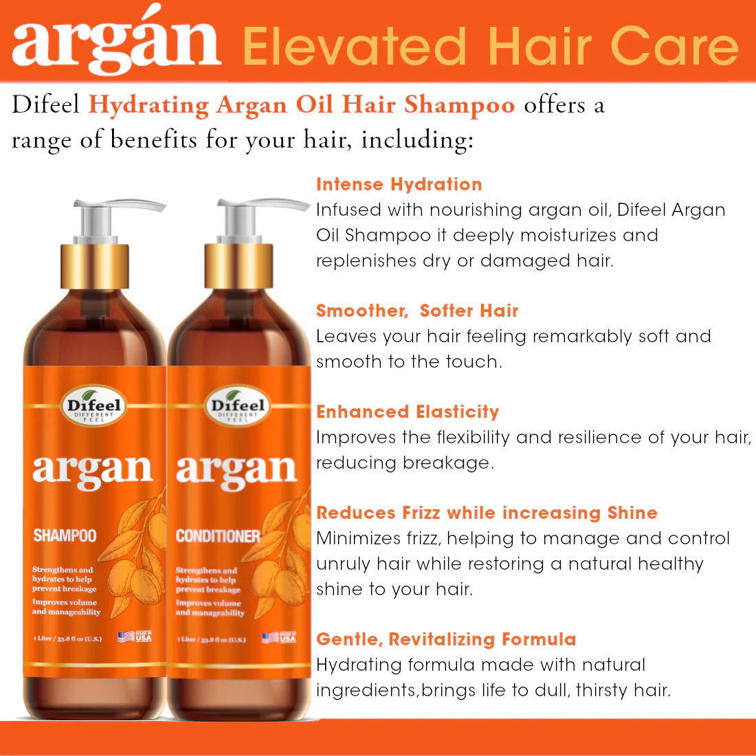 Difeel Elevated Argan Shampoo 1Liter - Image 3