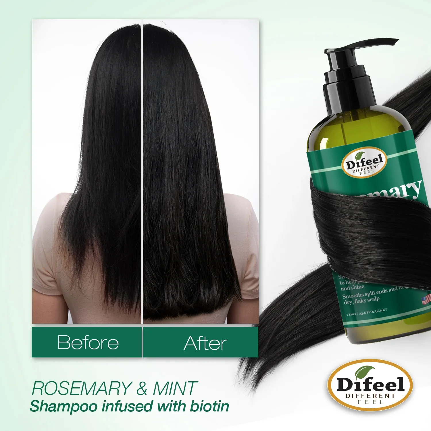 Difeel Elevated Rosemary & Mint Strengthening Shampoo 354ml - Image 3