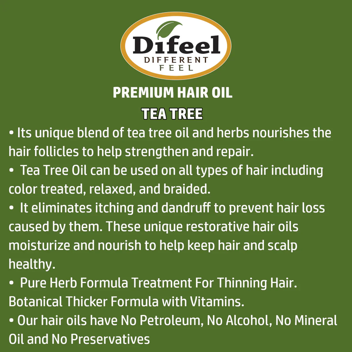 Difeel Premium Natural Tea Tree Hair Oil 75ml - Image 3