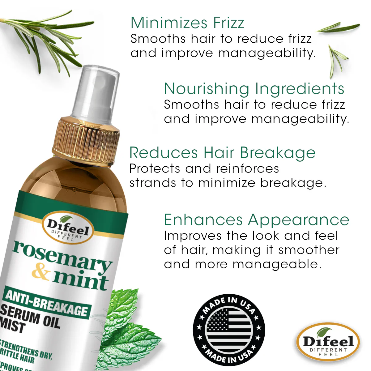 Difeel Rosemary & Mint Anti-Breakage Serum Oil Mist 237ml - Image 6