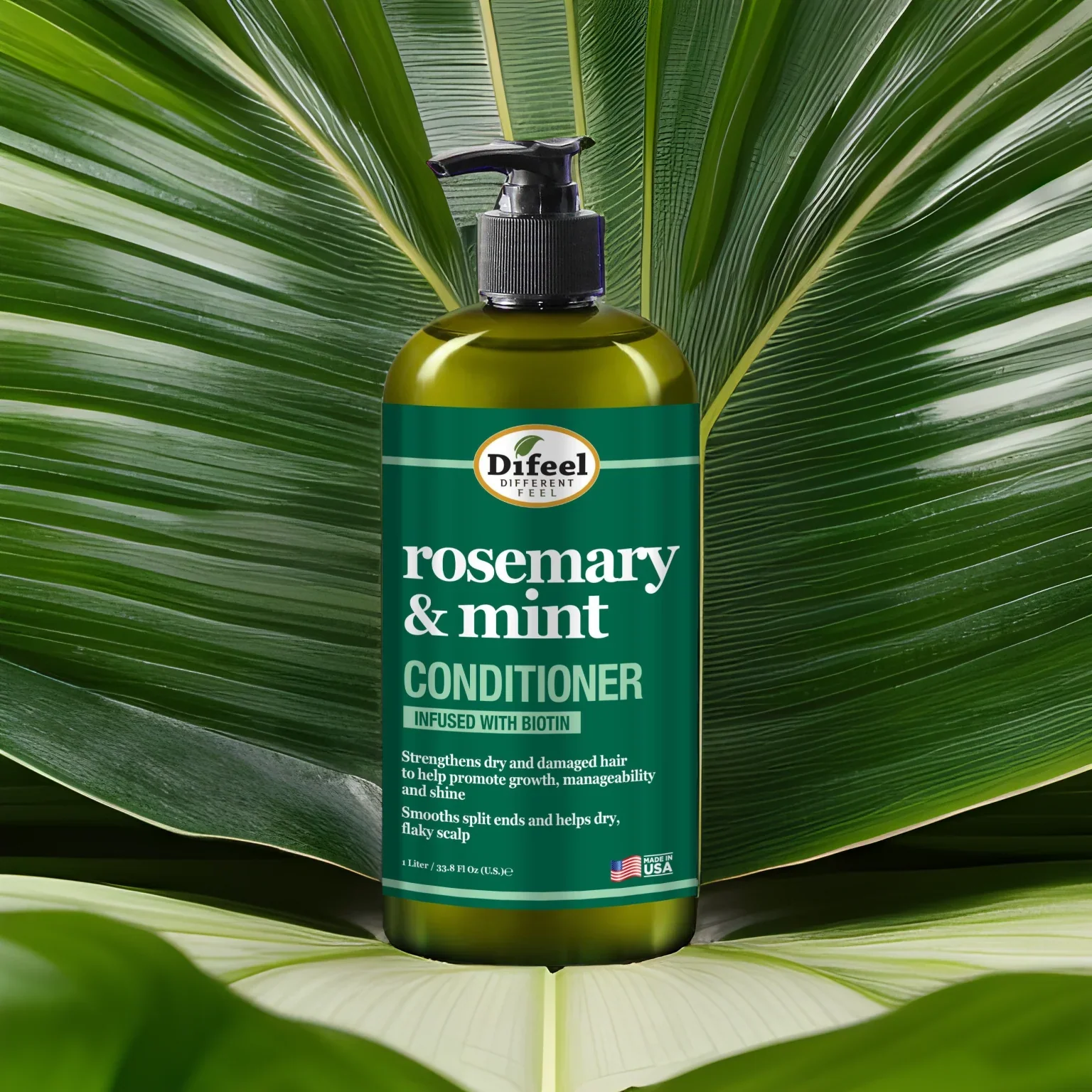 Difeel Rosemary & Mint Hair Strengthening Conditioner with Biotin 1 Liter - Image 2