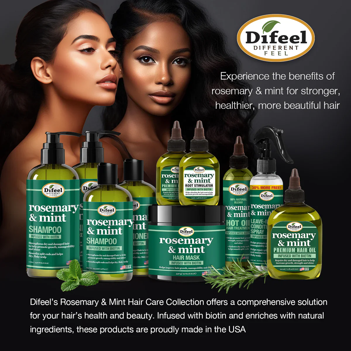 Difeel Rosemary & Mint Premium Hair Oil with Biotin 355ml - Image 4