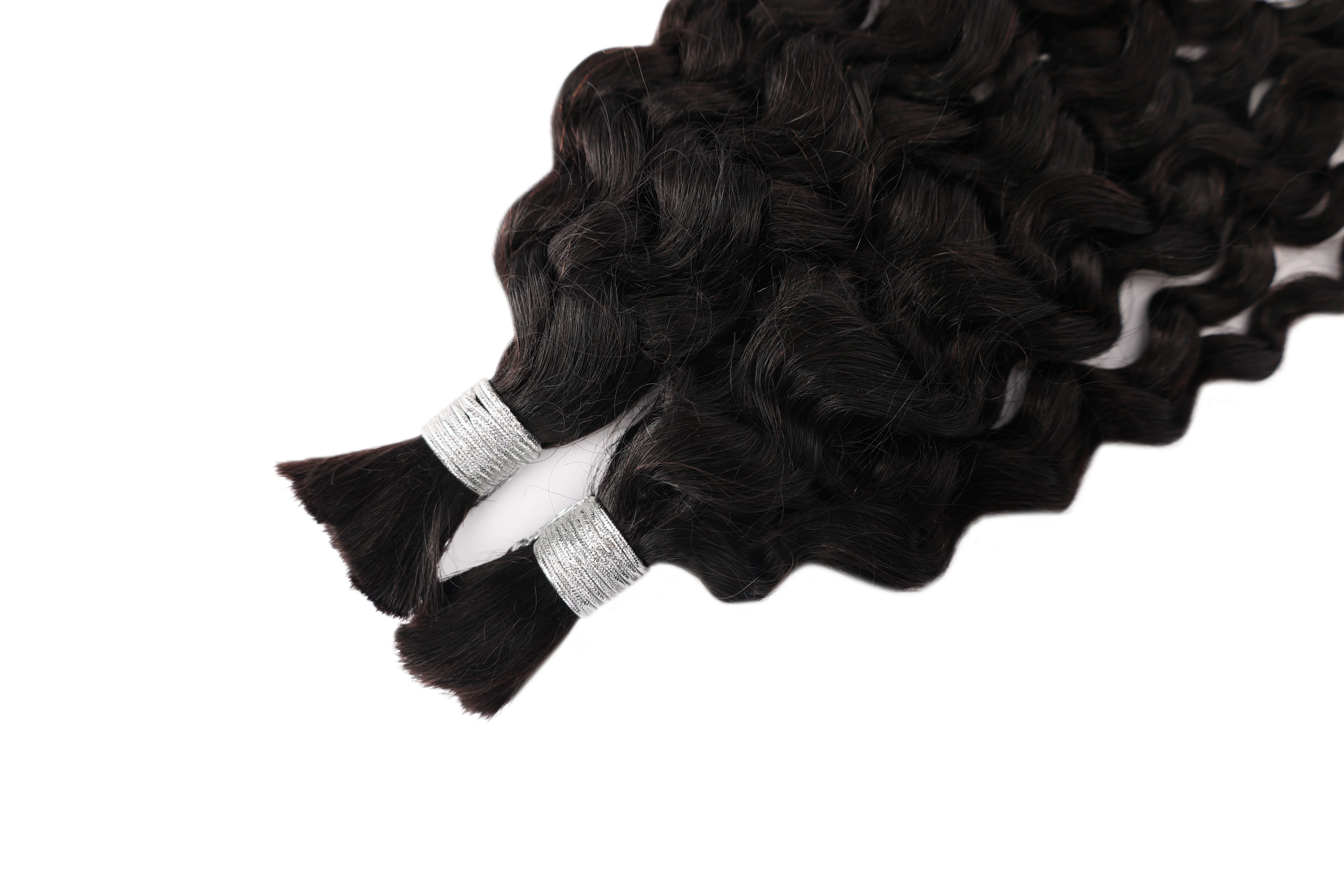 Dressmaker 100% Unprocessed Virgin Brazilian Boho Braids Water Wave Bulk 18" Natural Color - Image 3