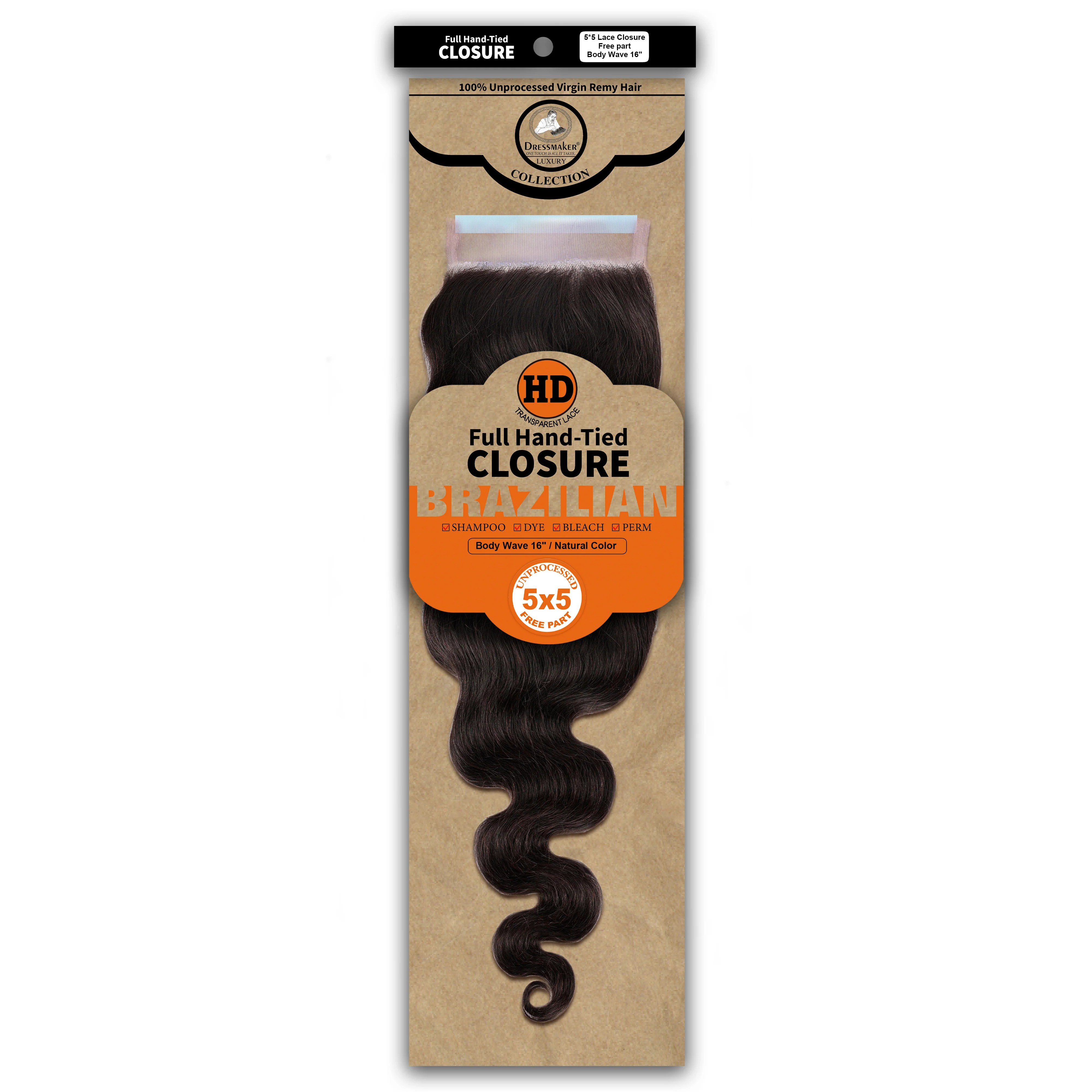 Dressmaker 100% Unprocessed Virgin Remy HD Luxury Lace Closure Body Wave 5X5 Free Part - Image 8