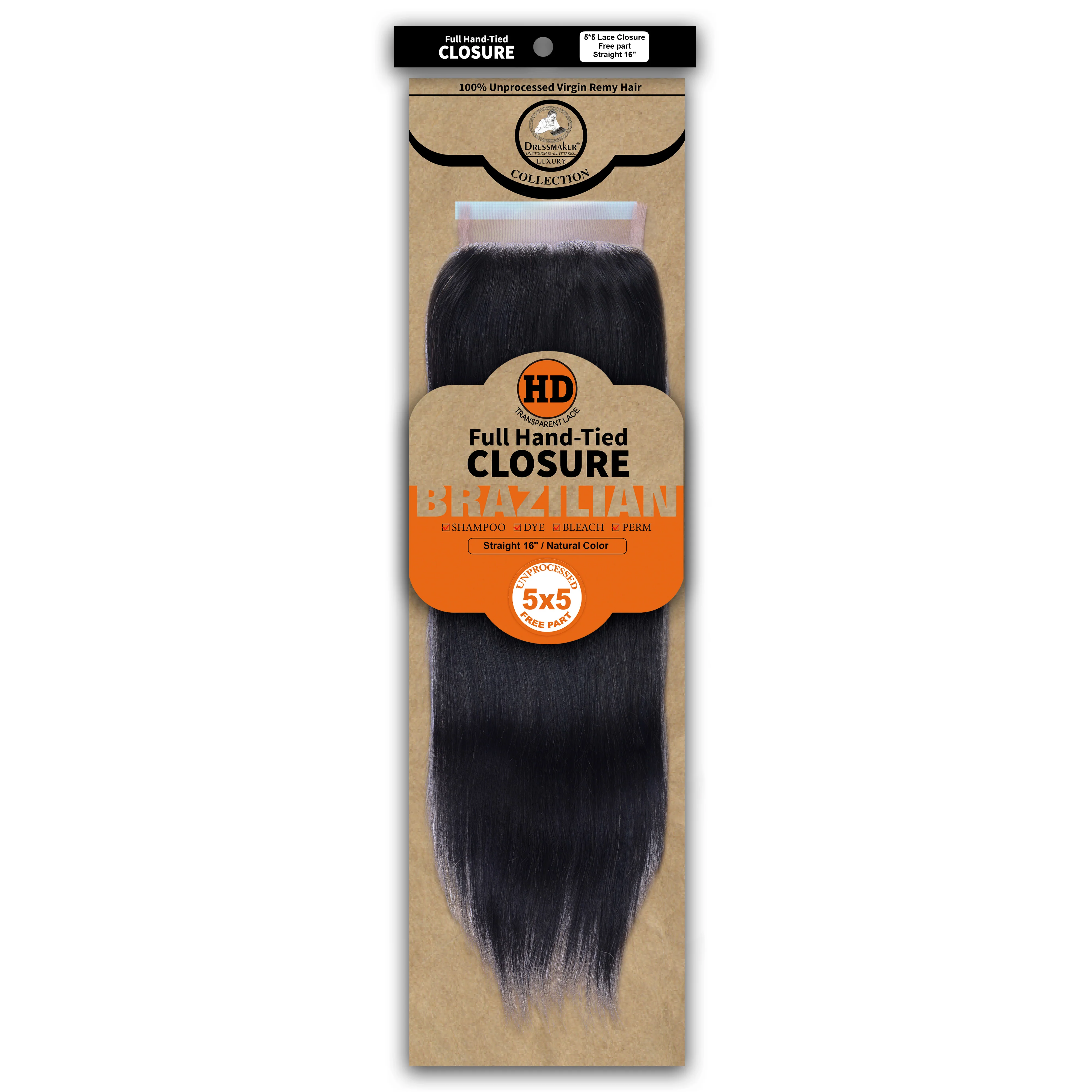 Dressmaker 100% Unprocessed Virgin Remy HD Luxury Lace Closure Straight 5X5 Free Part - Image 9