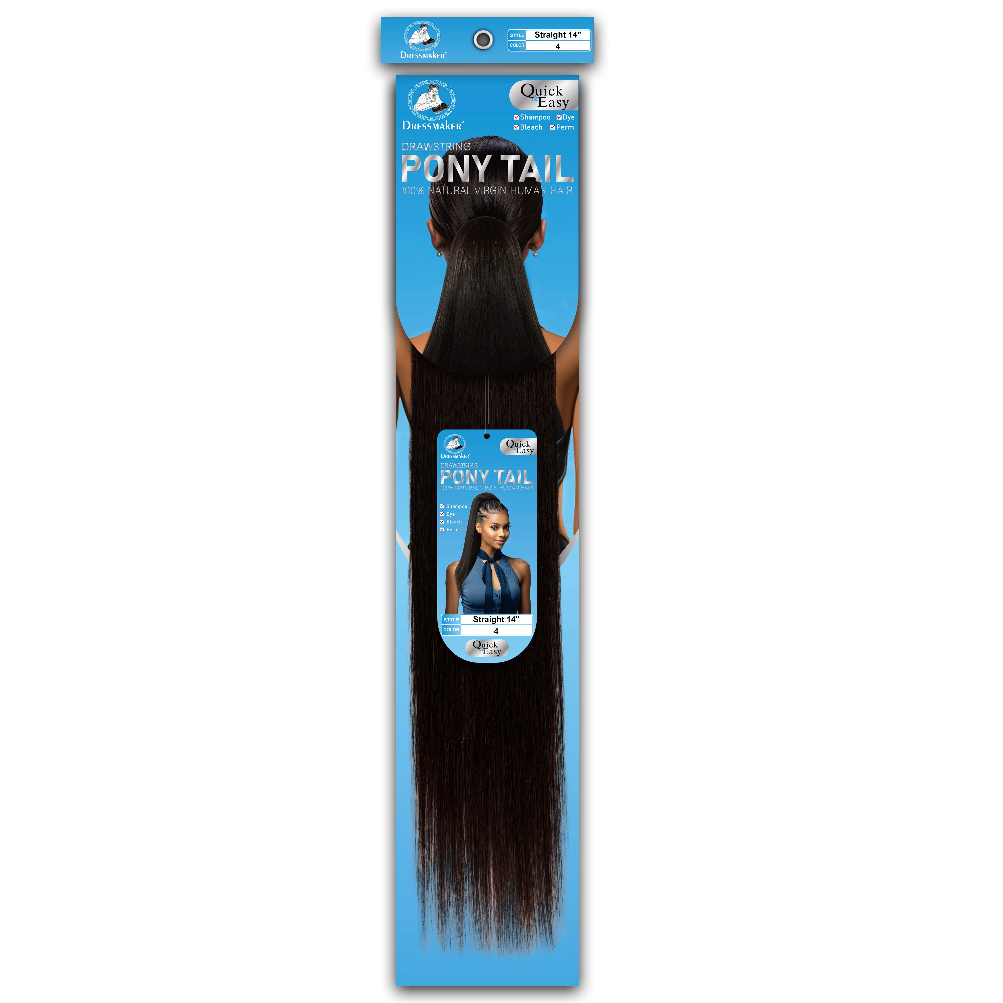 Dressmaker 100% Virgin Human Hair Drawstring Ponytail Straight 14" - Image 15