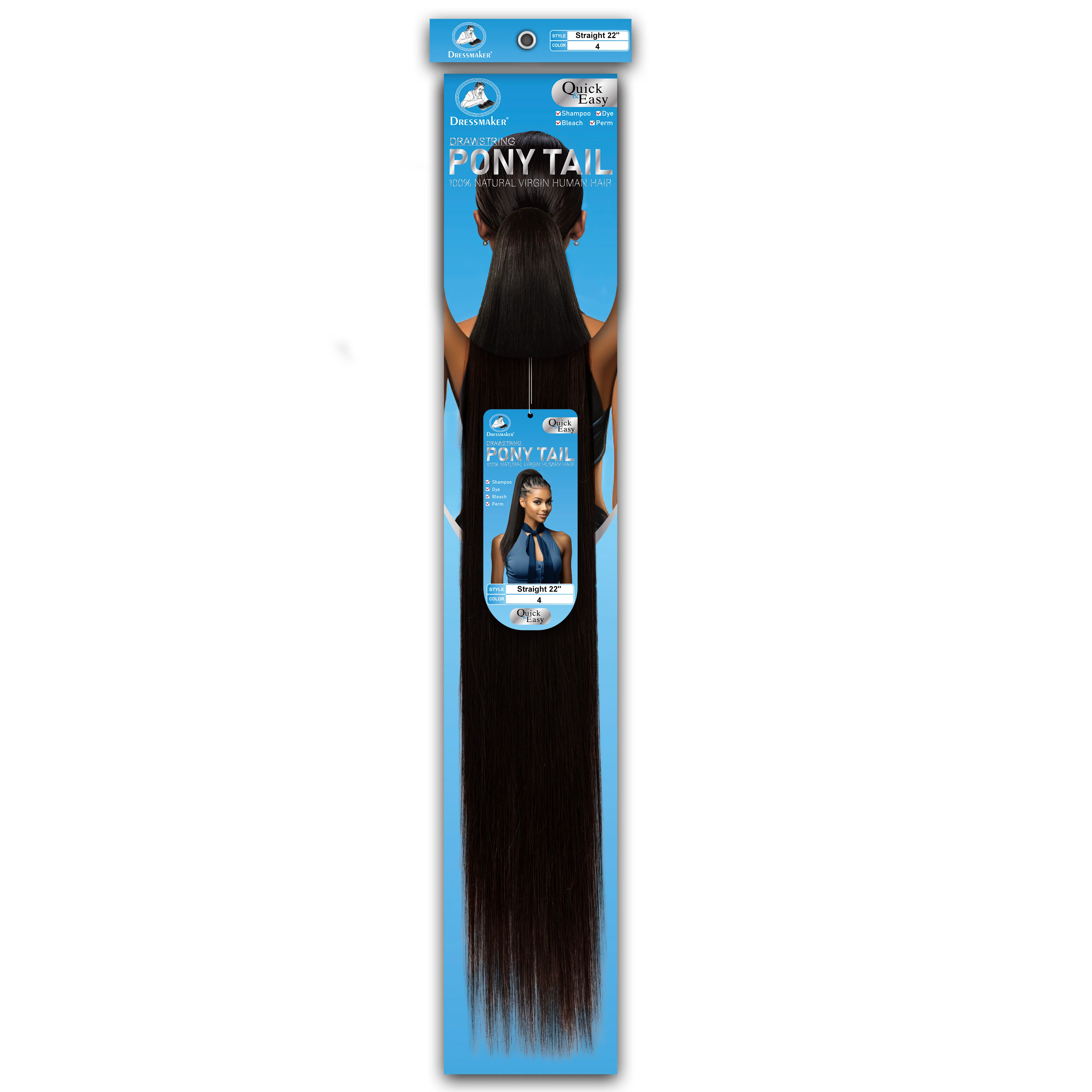 Dressmaker 100% Virgin Human Hair Drawstring Ponytail Straight 22" - Image 16