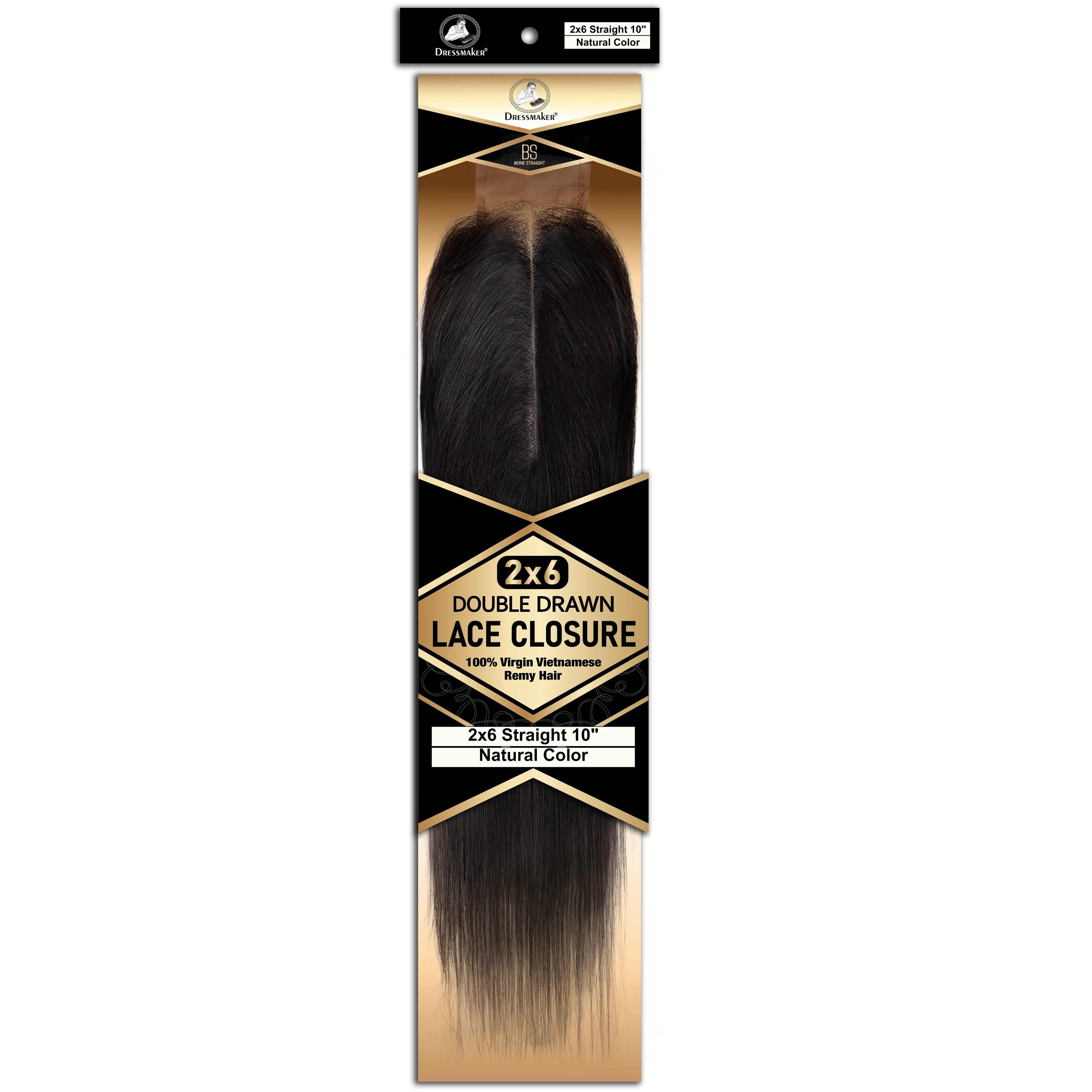 Dressmaker 100% Virgin Vietnamese Double Drawn Lace Closure 2x6 Straight - Image 6