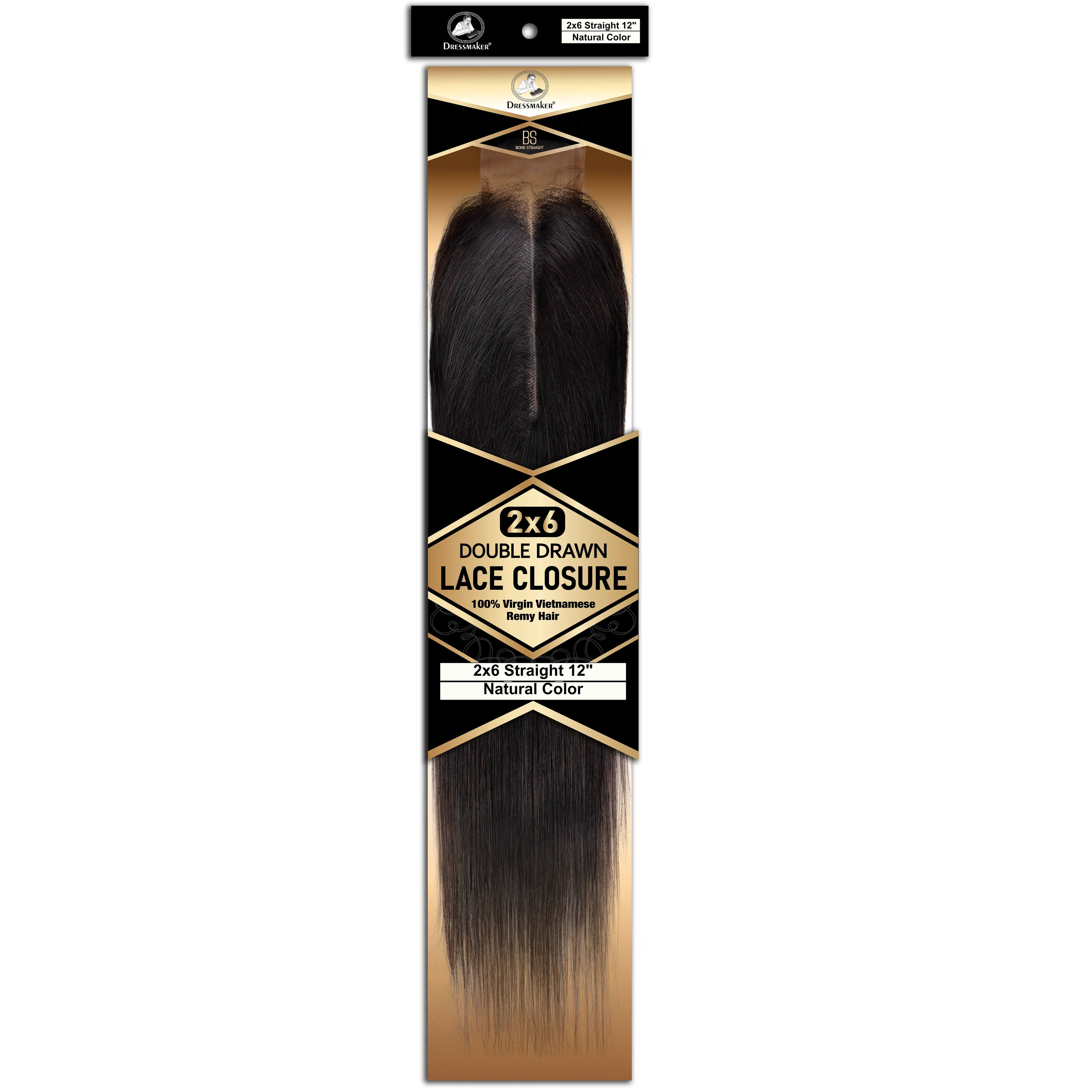 Dressmaker 100% Virgin Vietnamese Double Drawn Lace Closure 2x6 Straight - Image 7