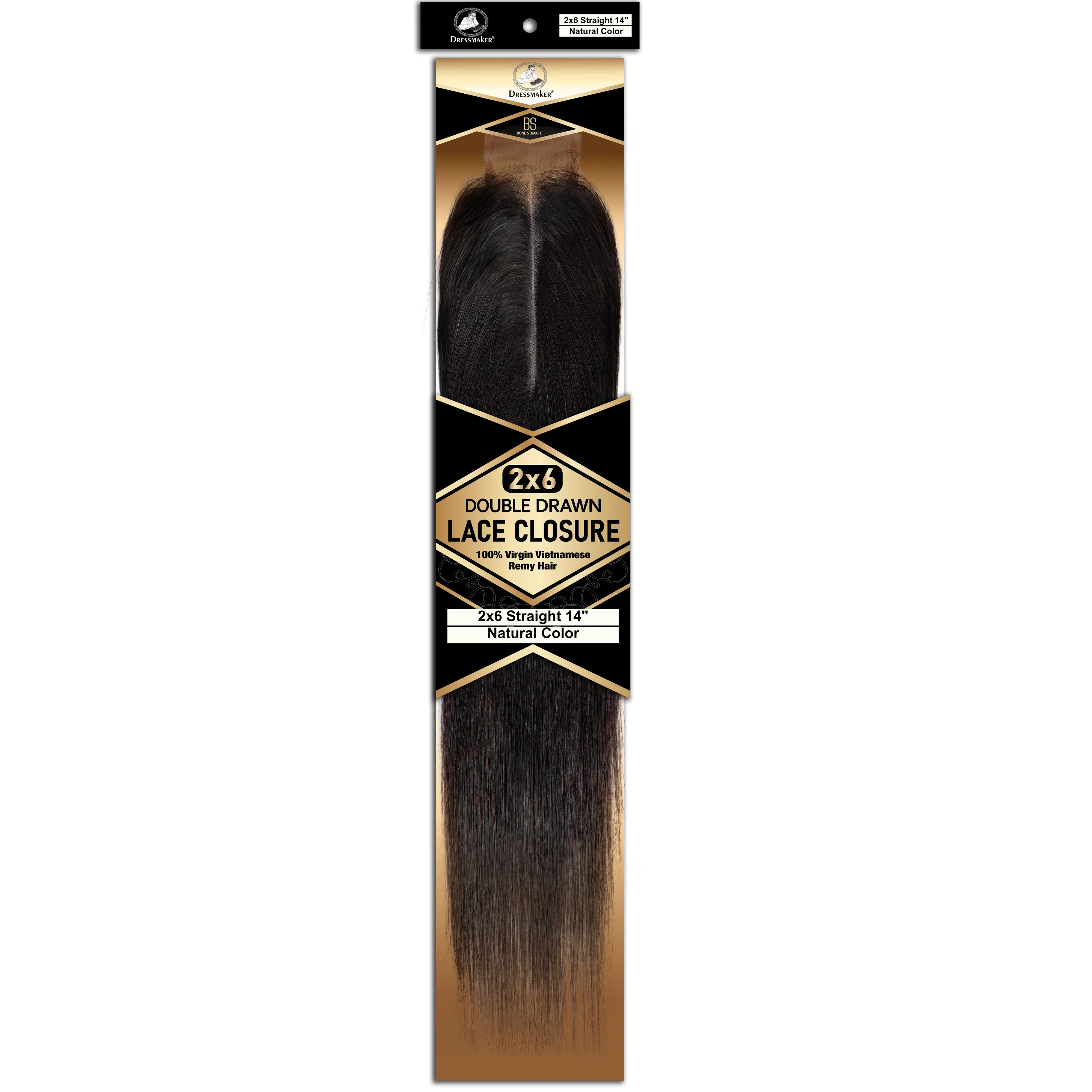 Dressmaker 100% Virgin Vietnamese Double Drawn Lace Closure 2x6 Straight - Image 8