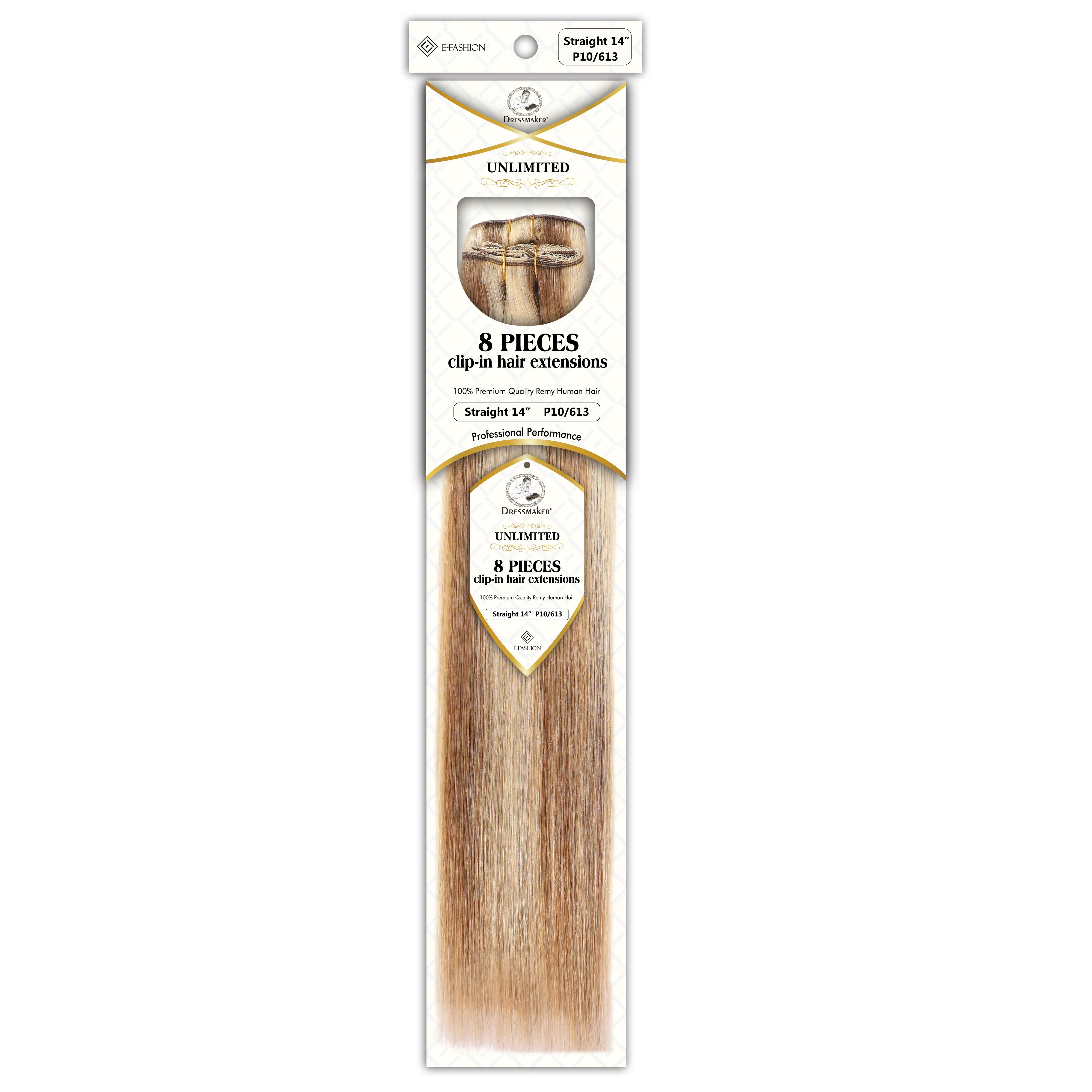 Dressmaker 8-Piece 14" Clip-In Hair Extensions Single Weft Straight - Image 111