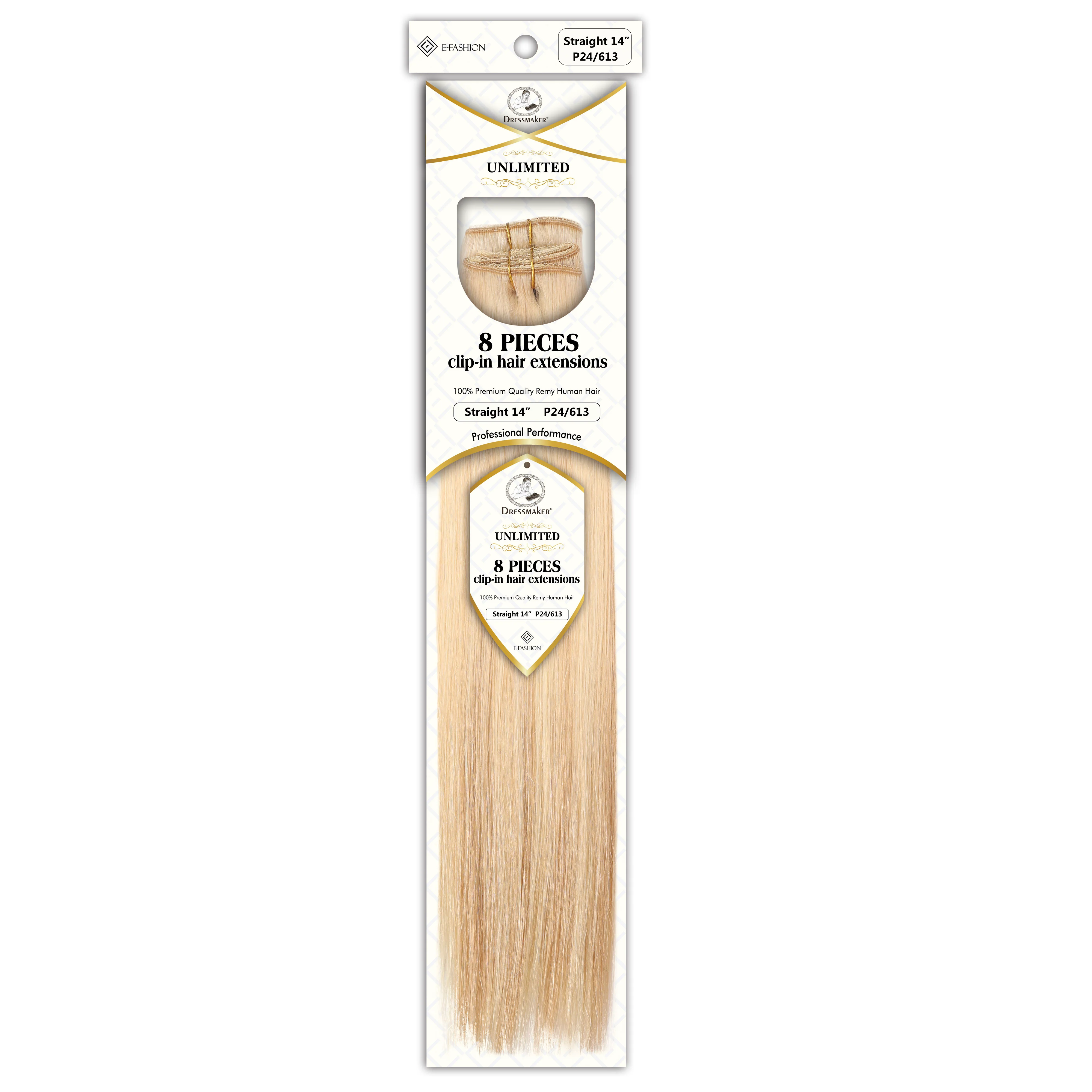 Dressmaker 8-Piece 14" Clip-In Hair Extensions Single Weft Straight - Image 121
