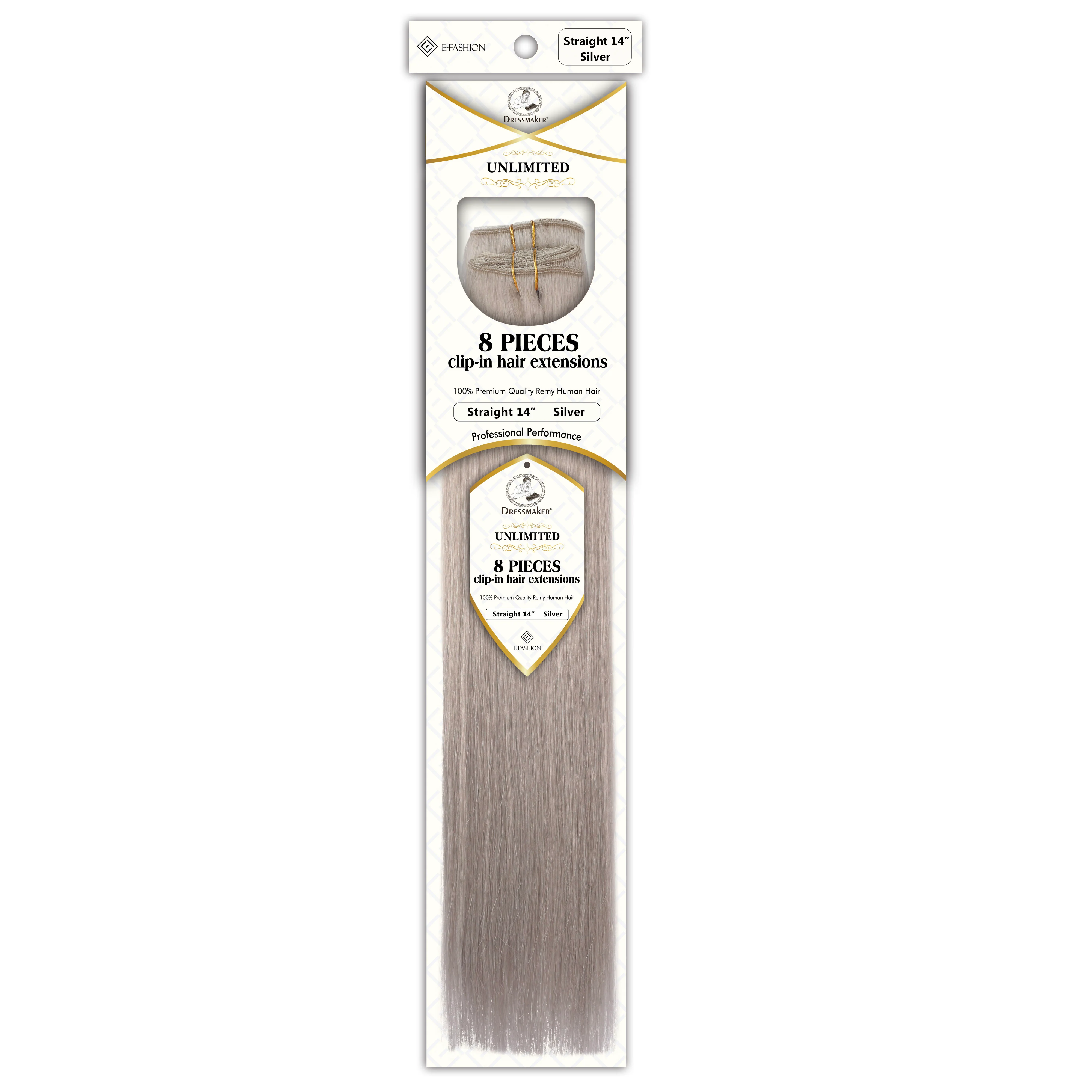 Dressmaker 8-Piece 14" Clip-In Hair Extensions Single Weft Straight - Image 131