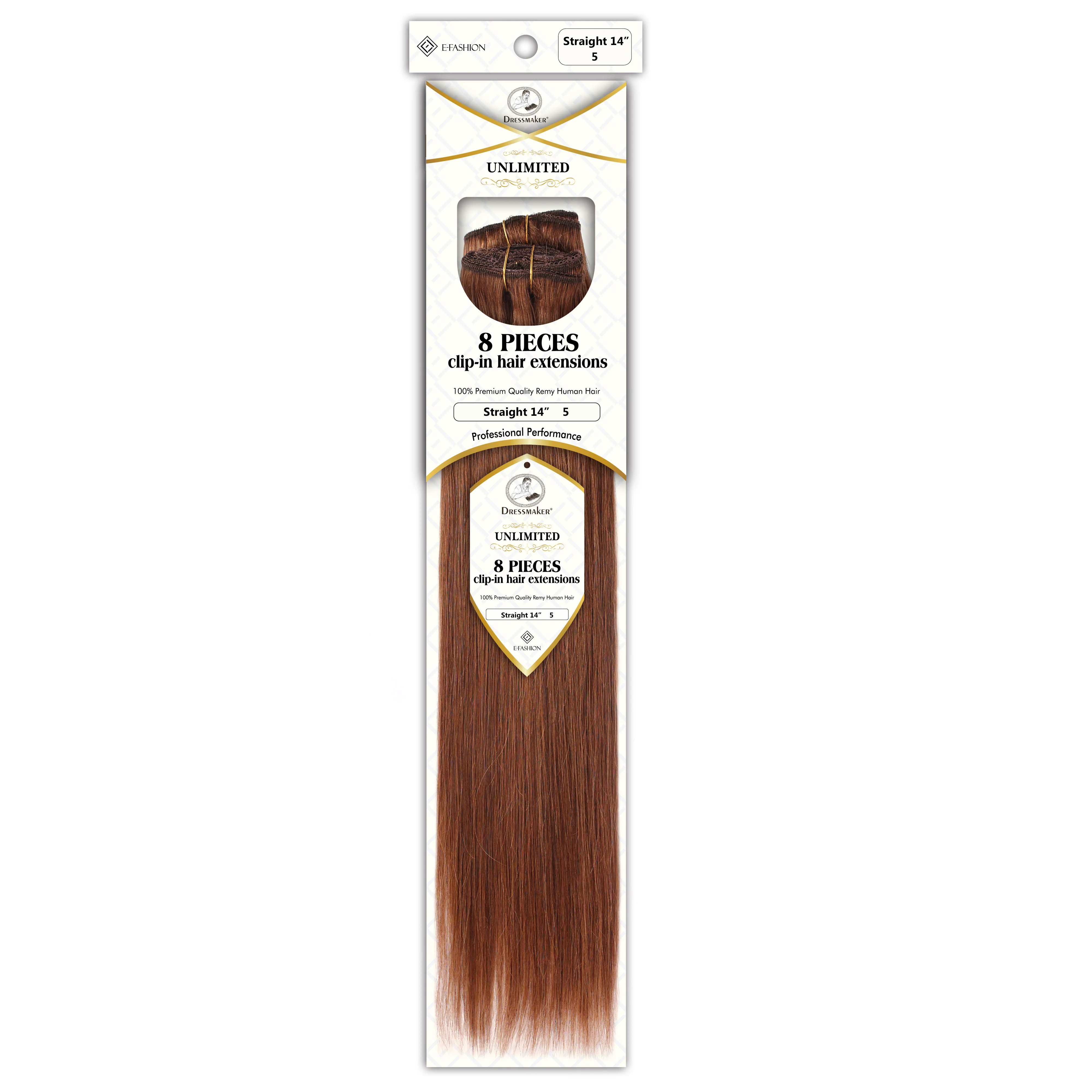 Dressmaker 8-Piece 14" Clip-In Hair Extensions Single Weft Straight - Image 16