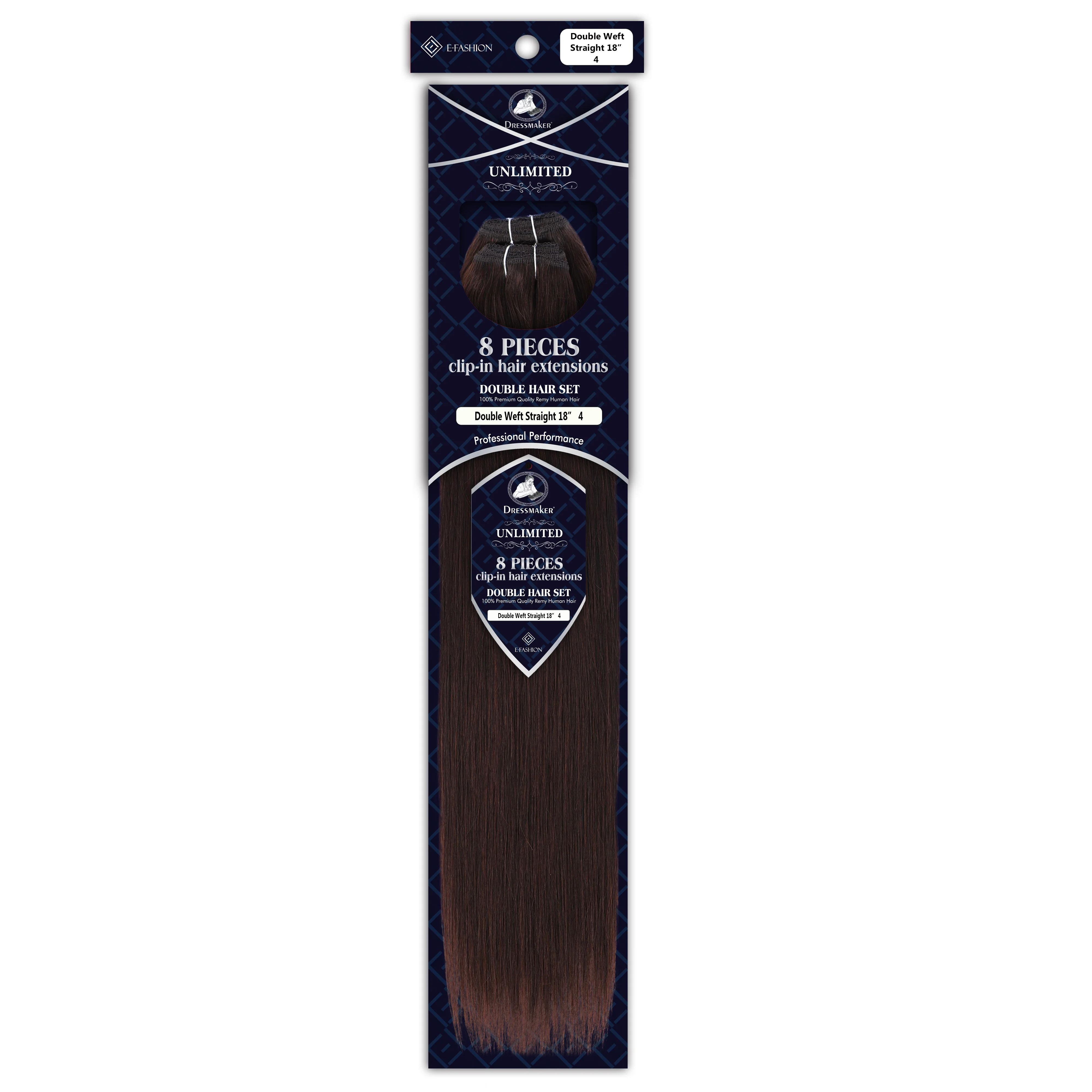 Dressmaker 8-Piece 18" Clip-In Hair Extensions Double Weft Straight - Image 16