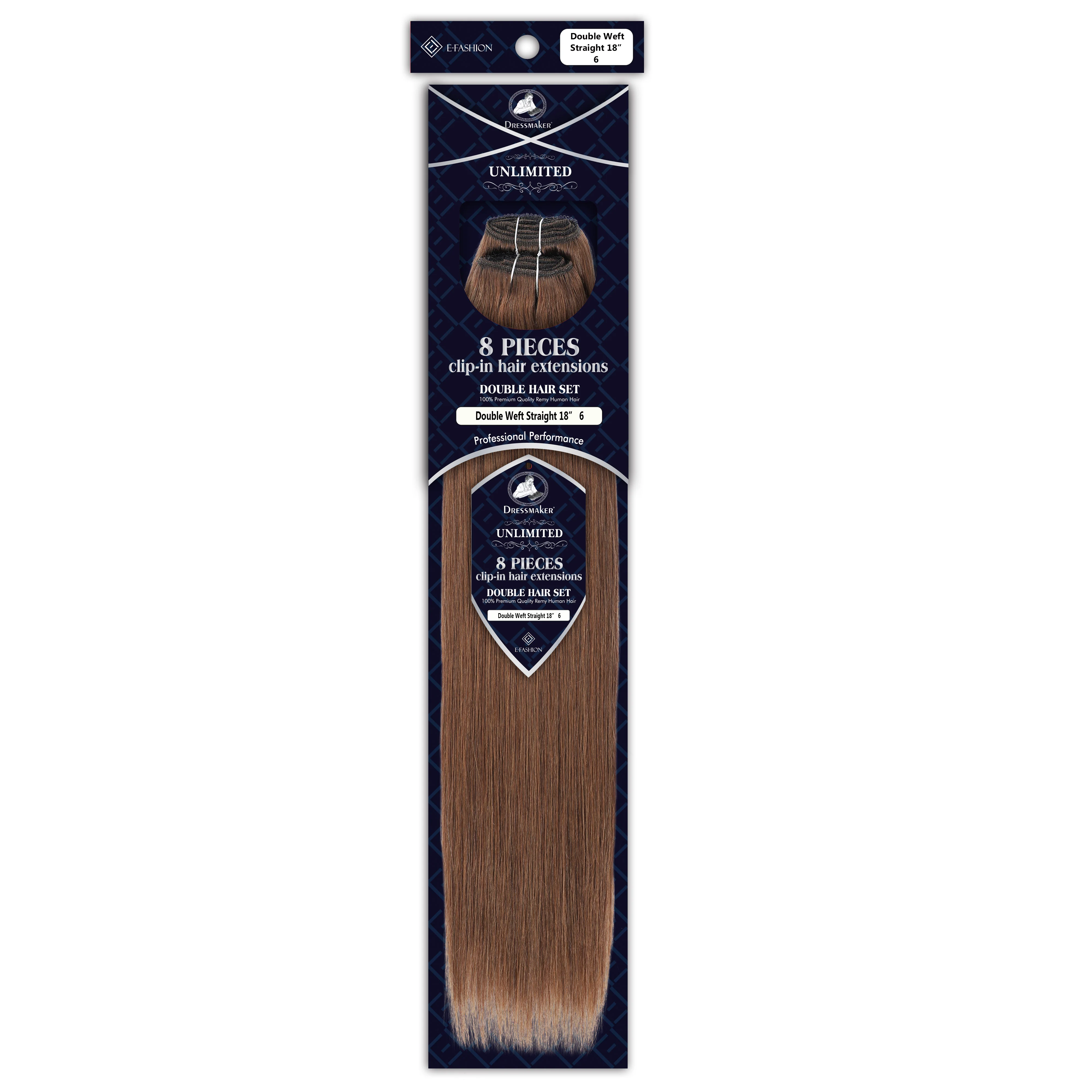 Dressmaker 8-Piece 18" Clip-In Hair Extensions Double Weft Straight - Image 21