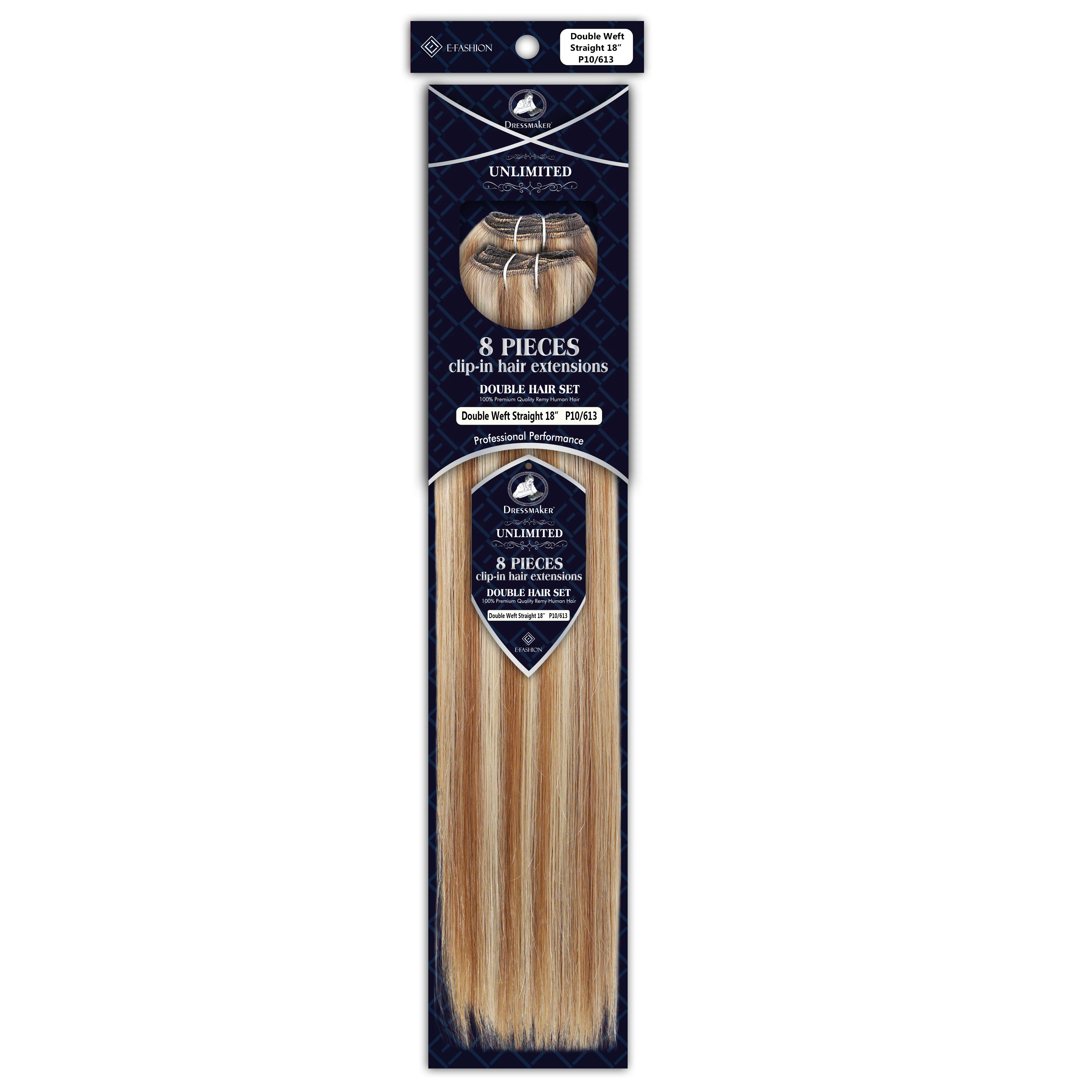 Dressmaker 8-Piece 18" Clip-In Hair Extensions Double Weft Straight - Image 86