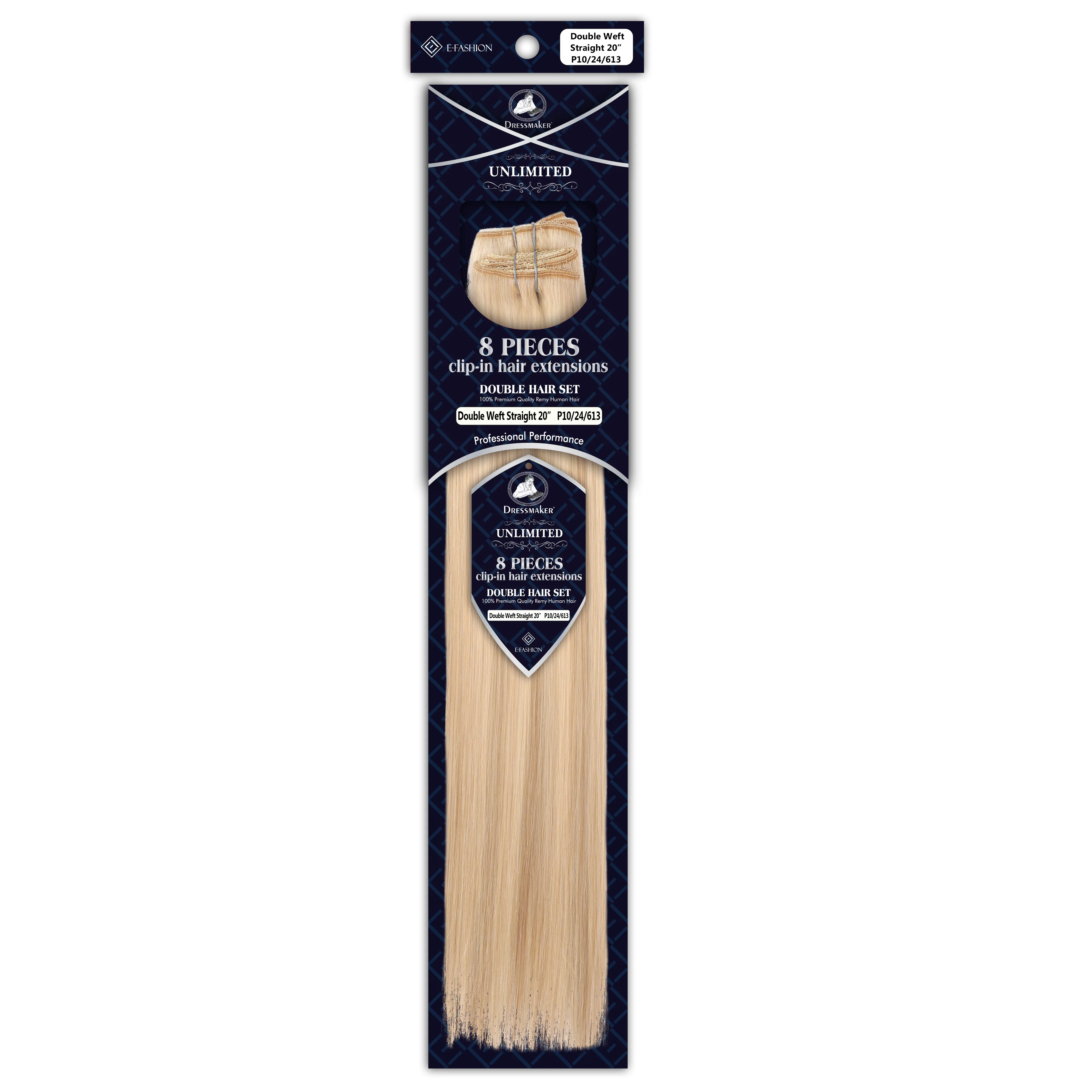 Dressmaker 8-Piece 20" Clip-In Hair Extensions Double Weft Straight - Image 102