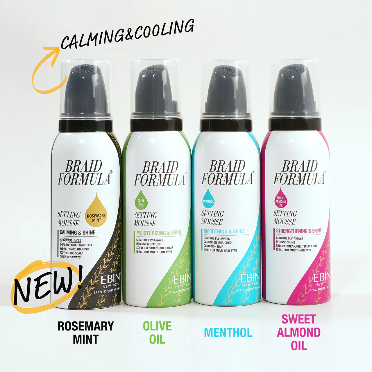 Ebin Braid Formula Menthol Setting Mousse Smoothing & Shine 354ml - Image 4