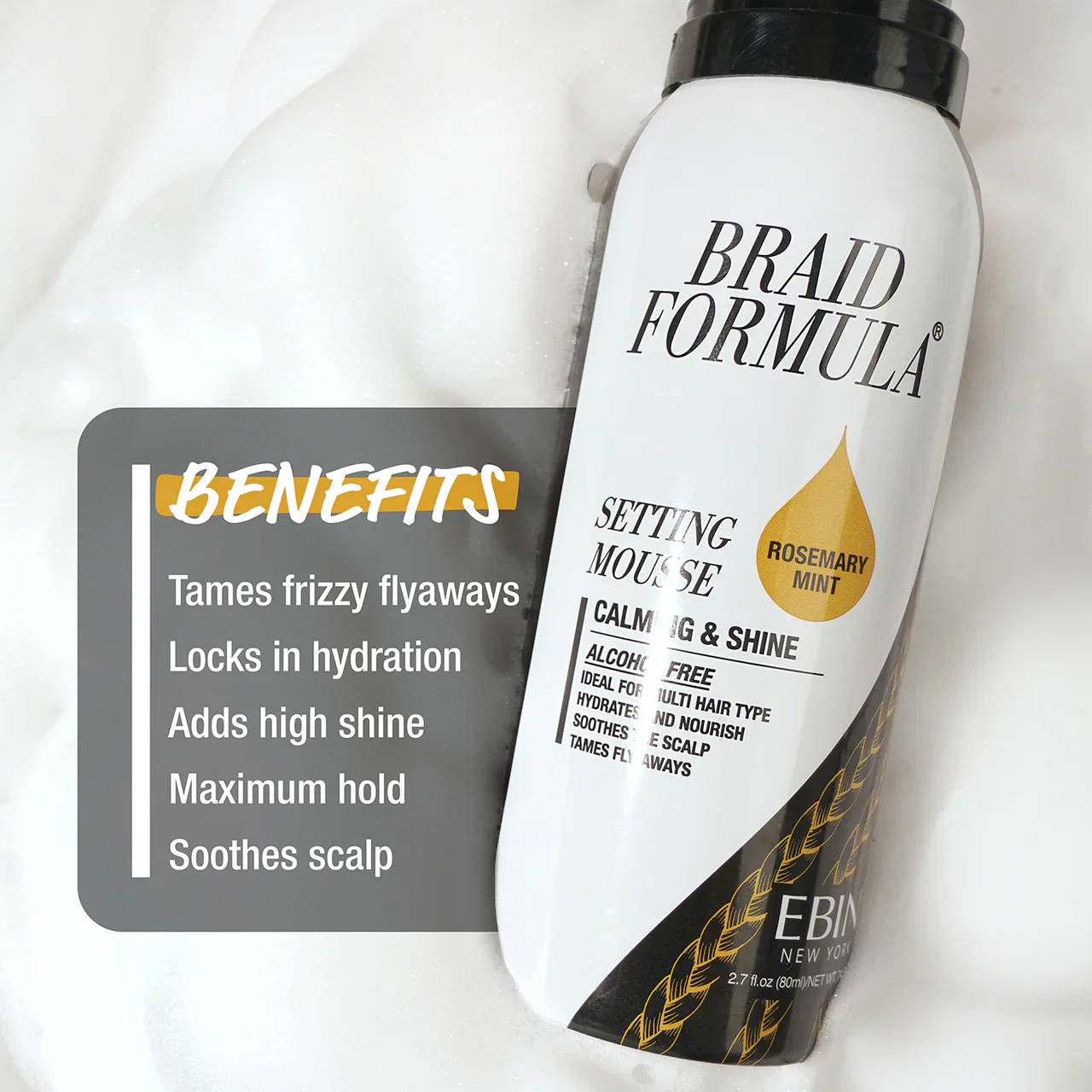 Ebin Braid Formula Menthol Setting Mousse Smoothing & Shine 354ml - Image 6