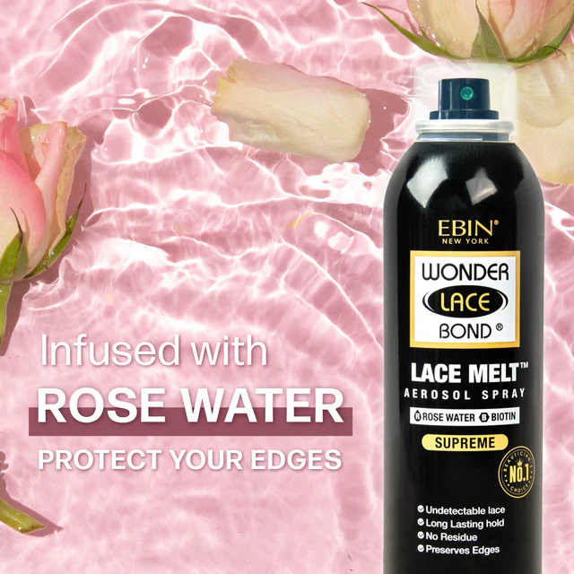 Ebin New York Wonder Lace Bond Lace Melt Aerosol Spray Rosewater 180ml - Image 2