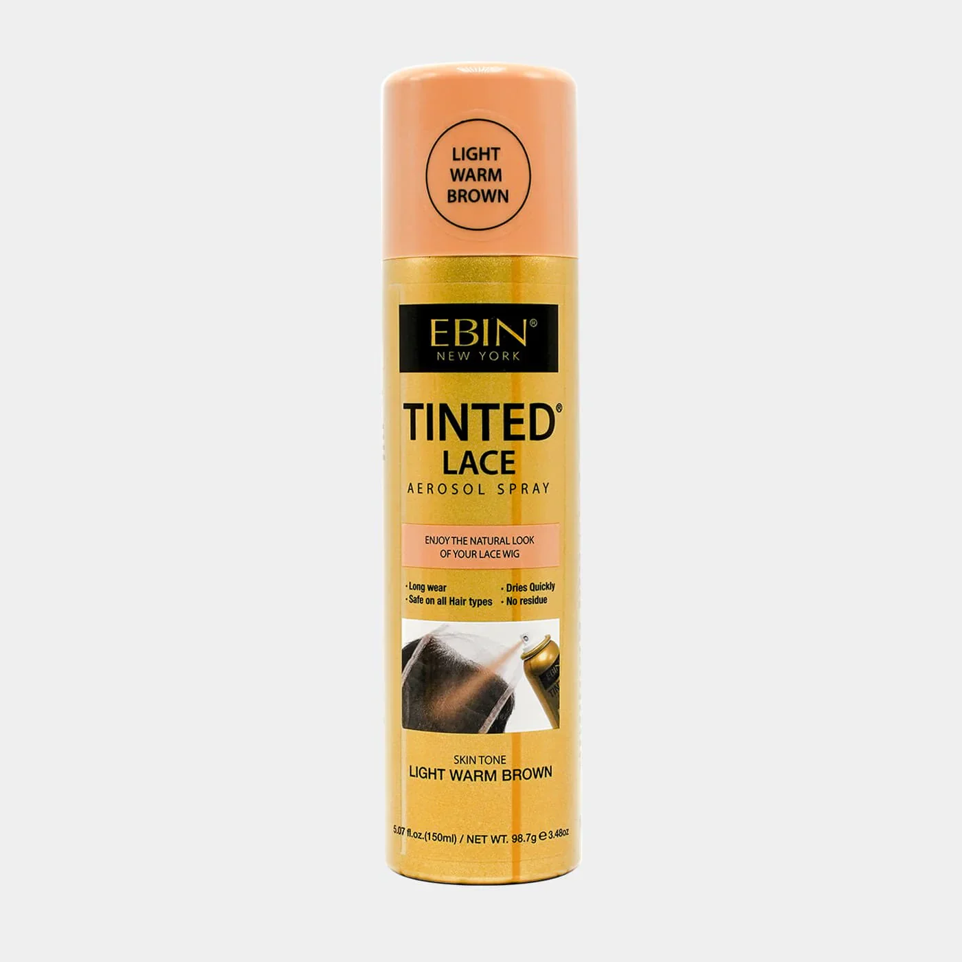 Ebin Tinted Lace Aerosol Spray Light Warm Brown 80ml/2.7oz - Image 5