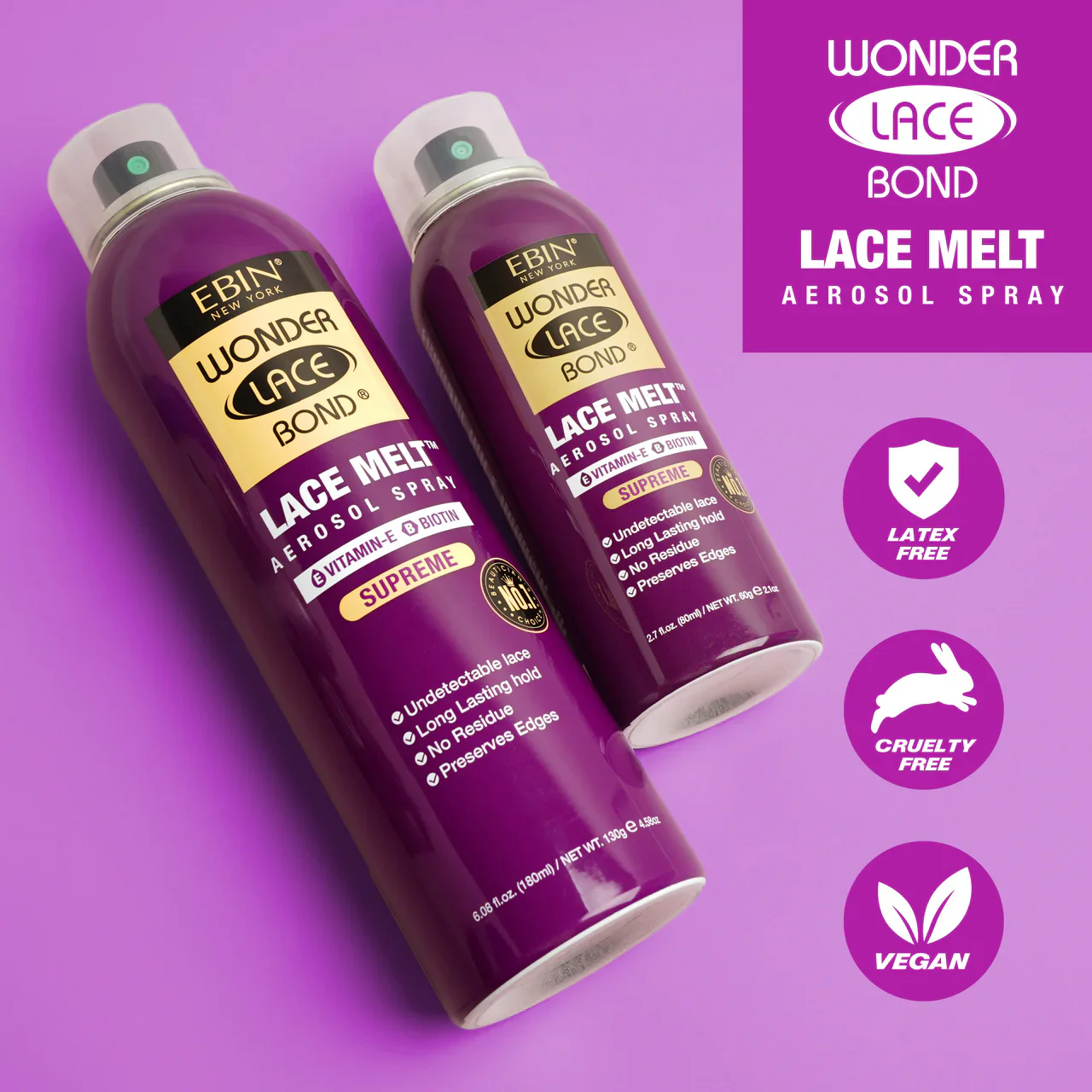 Ebin Wonder Lace Bond Lace Melt Aerosol Spray Vitamin E 80ml - Image 2