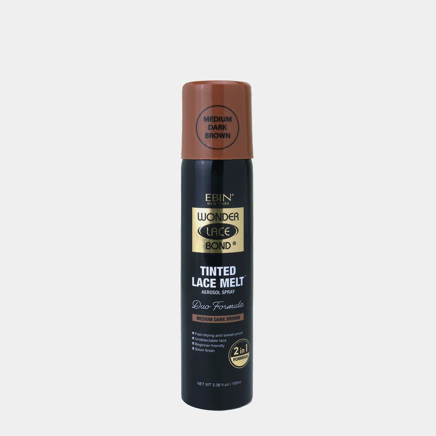 Ebin Wonder Lace Bond Tinted Lace Melt Aerosol Spray Medium Dark Brown 100ml/3.38oz