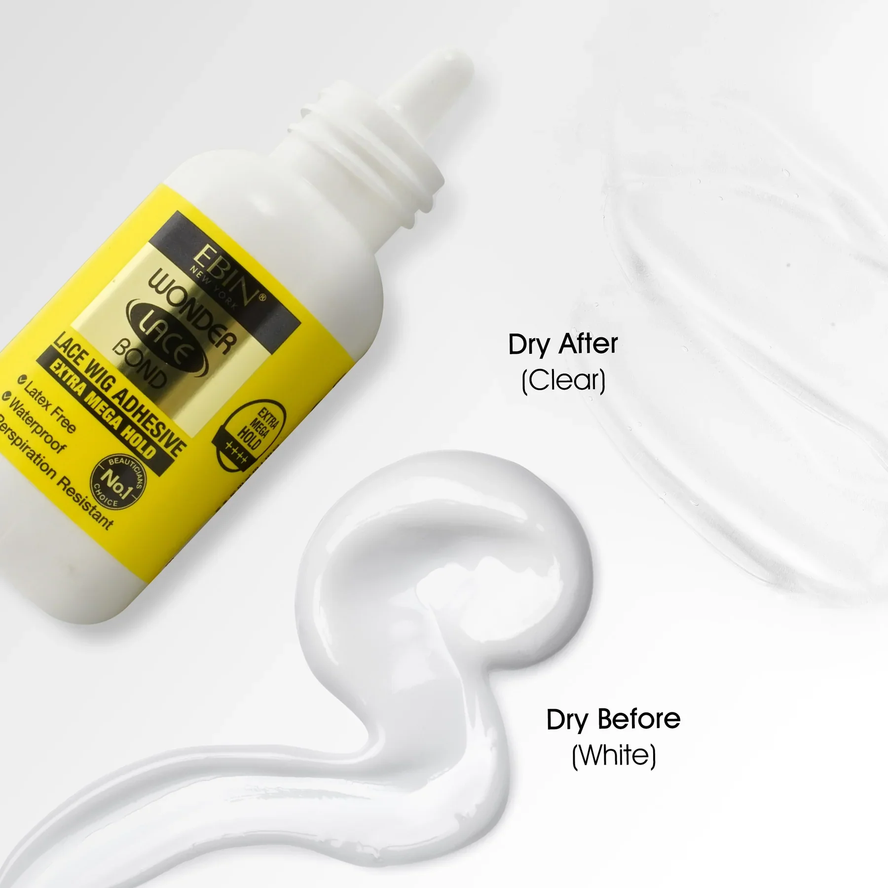 Ebin Wonder Lace Bond Waterproof Adhesive Extra Mega Hold [Yellow] 34ml - Image 4