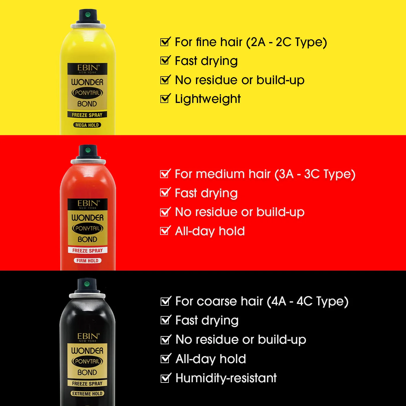 Ebin Wonder Ponytail Bond Freeze Spray – Firm Hold 245ml - Image 4