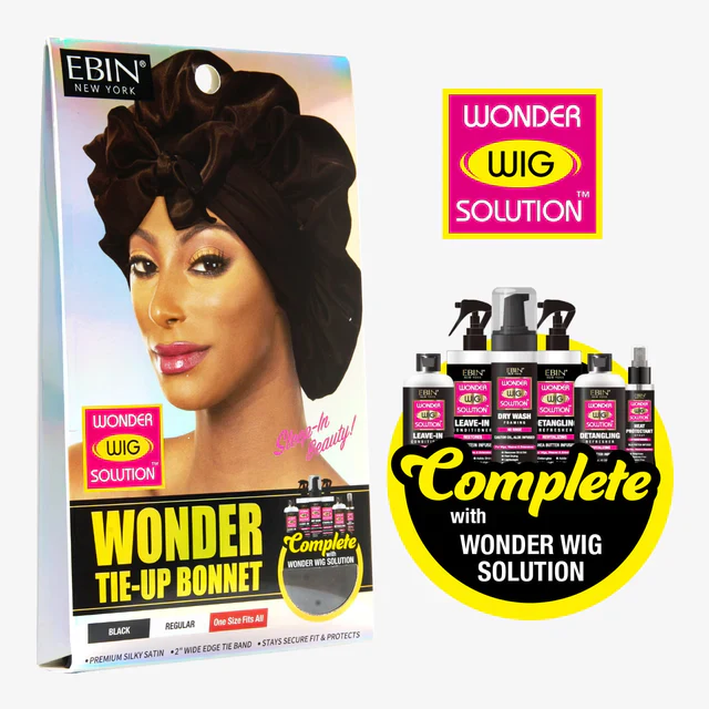 Ebin Wonder Wig Tie Up Bonnet Black - Image 5