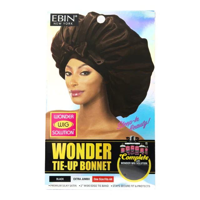Ebin Wonder Wig Tie Up Bonnet Black - Image 6