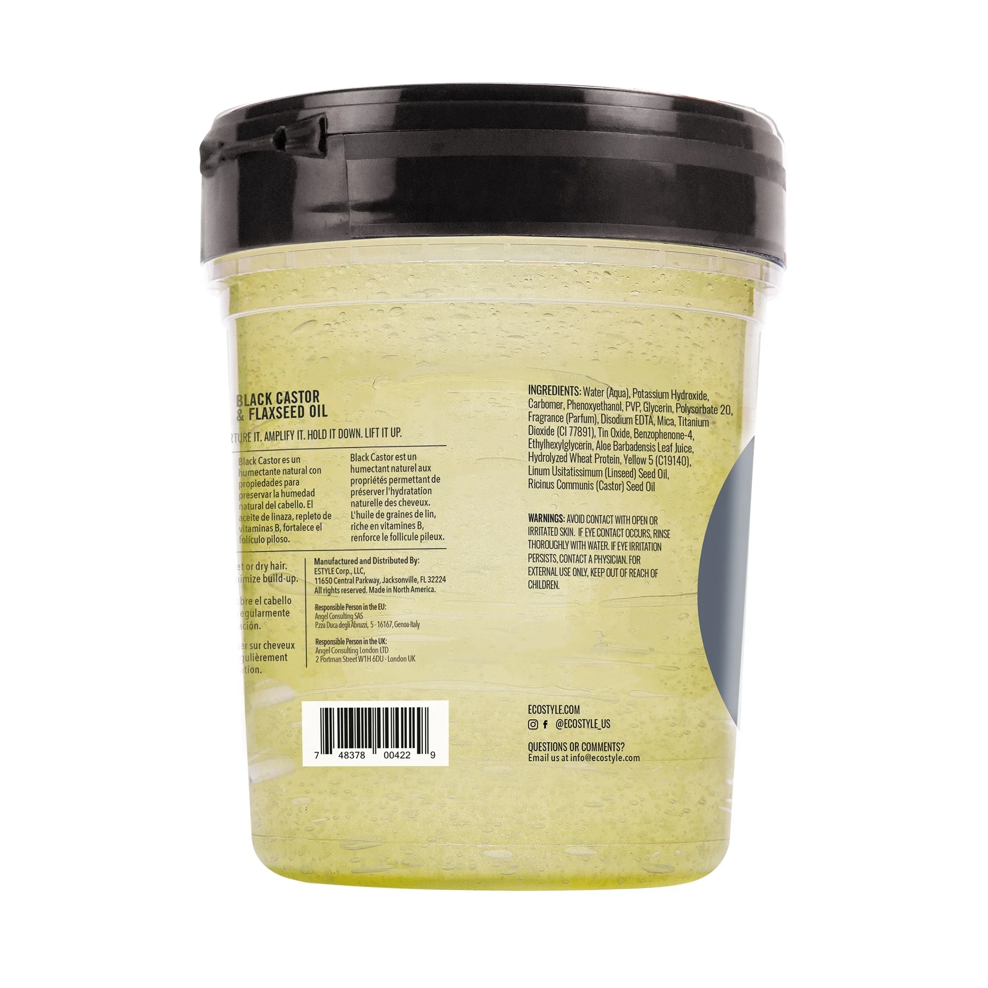 Eco Styler Black Castor & Flaxseed Oil Hair Styling Gel 946ml/32oz - Image 3