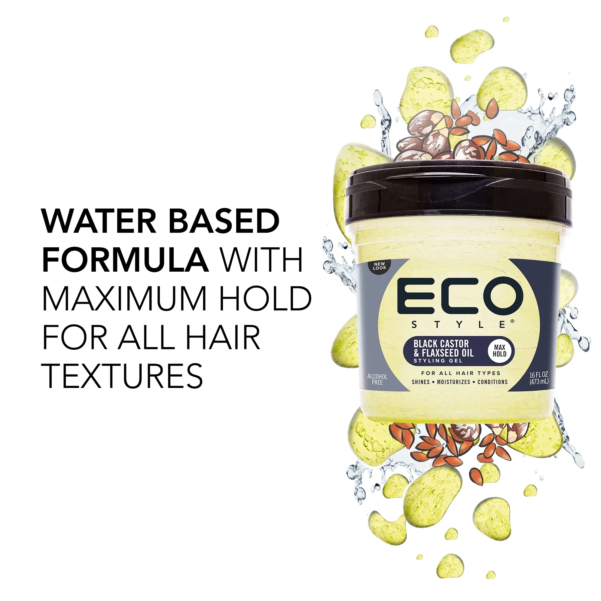 Eco Styler Black Castor & Flaxseed Oil Hair Styling Gel 473ml/16oz - Image 5