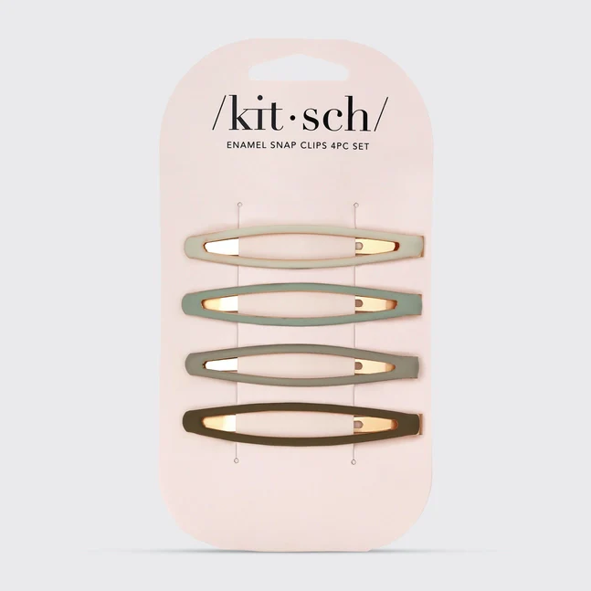 Kitsch Enamel Elongated Snap Clips 4pc - Eucalyptus - Image 3
