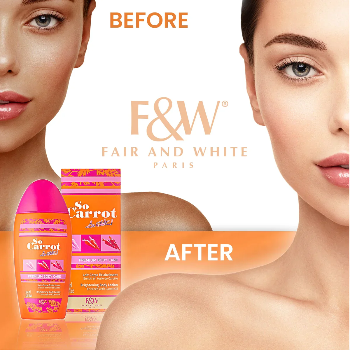 Fair & White So Carrot Moisturizing & Brightening Lotion 500ml - Image 3
