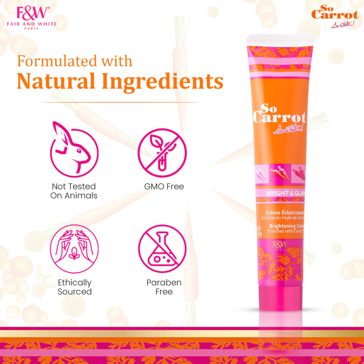 Fair & White So Carrot Face & Body Brightening Cream 50ml - Image 3