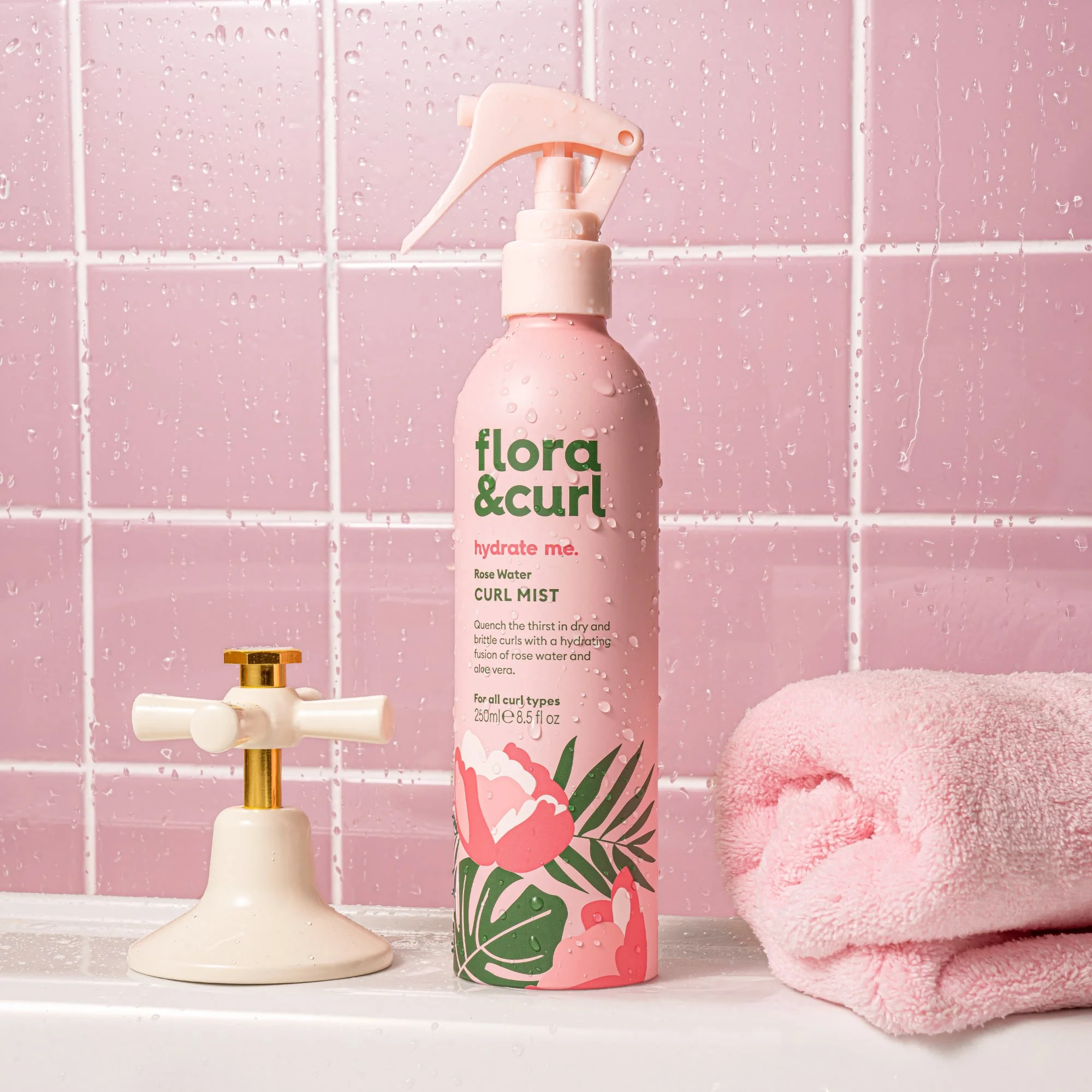 FLORA & CURL HYDRATE ME Rose Water Curl Mist 250ml - Image 2