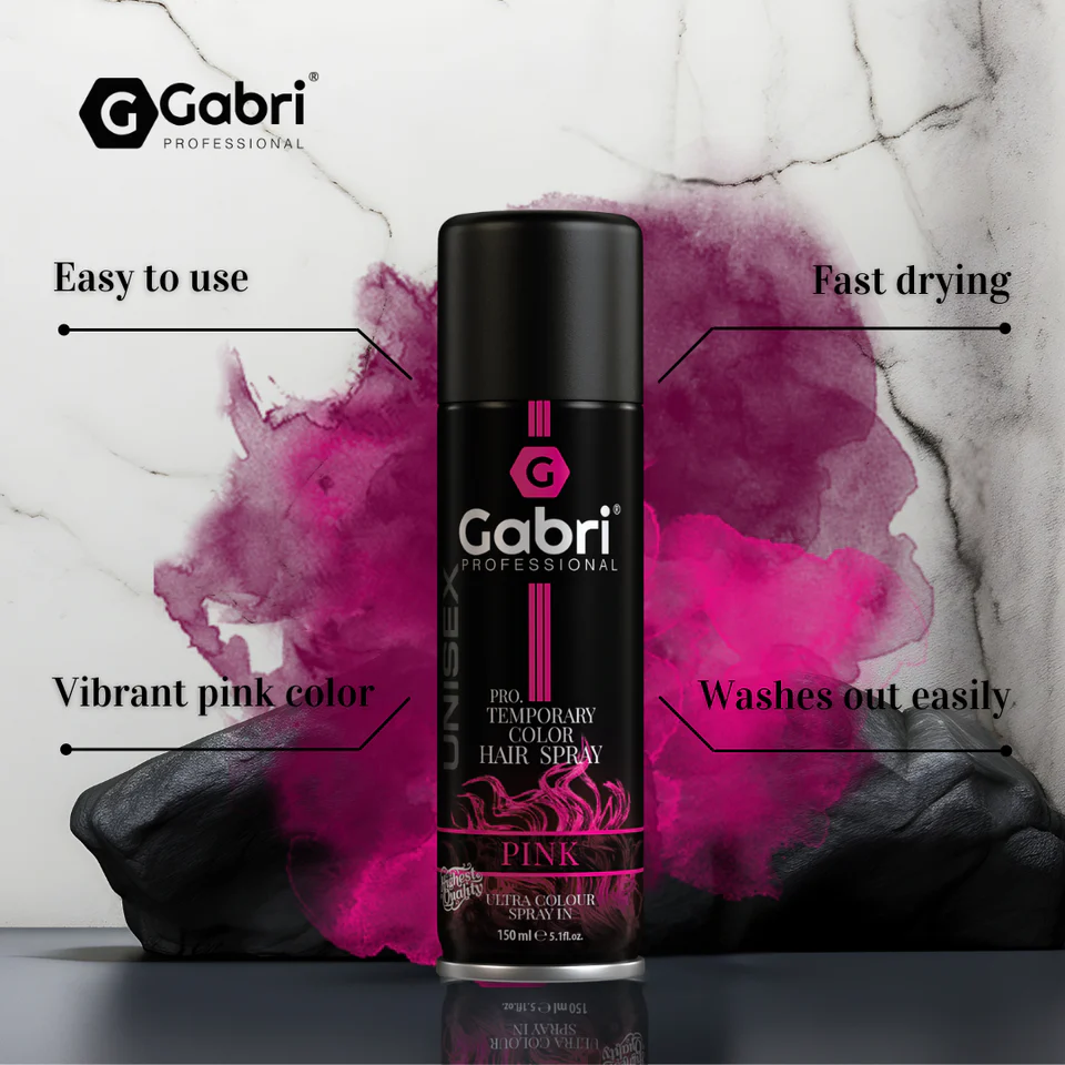 Gabri Professional Pro Temporary Hair Colour Shimmer Spray Pink 150ml - Image 3