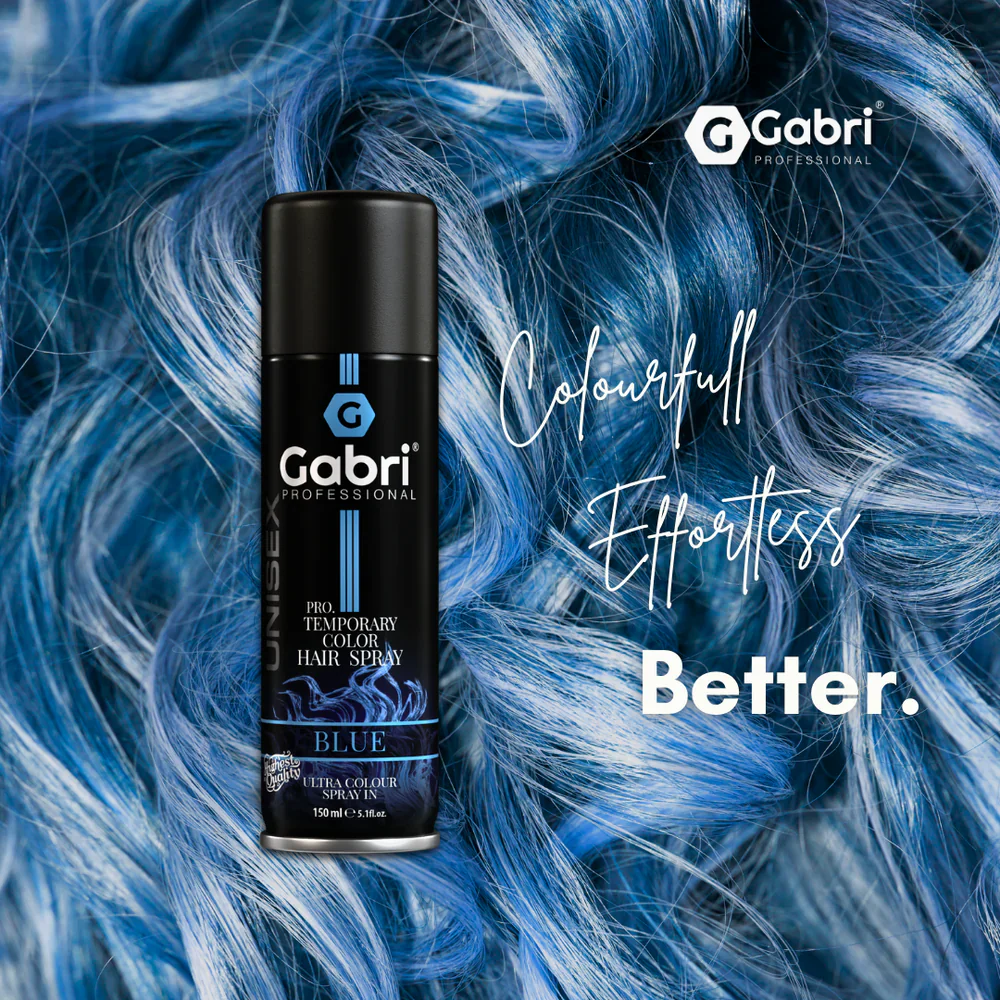 Gabri Professional Pro Temporary Hair Colour Spray Blue 150ml - Image 4