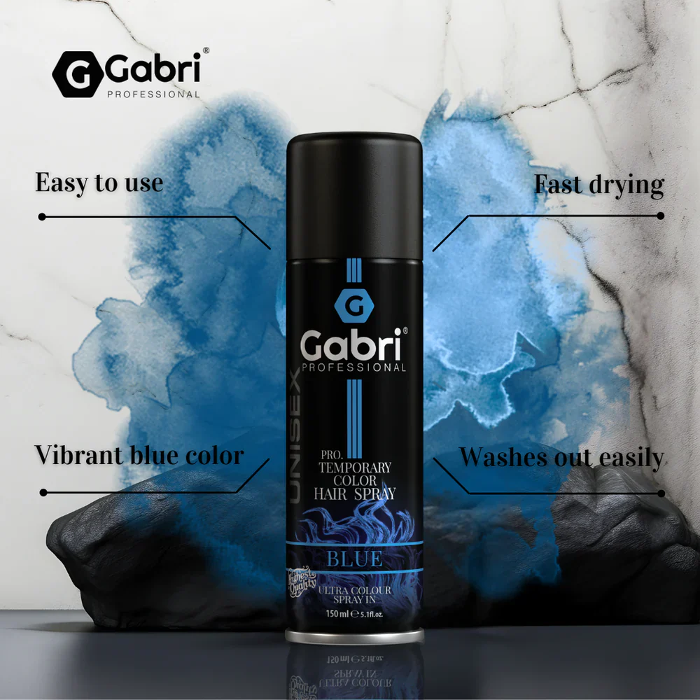 Gabri Professional Pro Temporary Hair Colour Spray Blue 150ml - Image 5