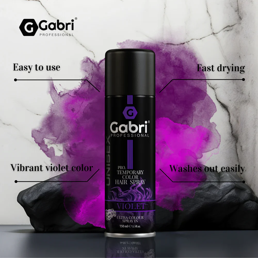 Gabri Professional Pro Temporary Hair Colour Spray Violet 150ml - Image 3