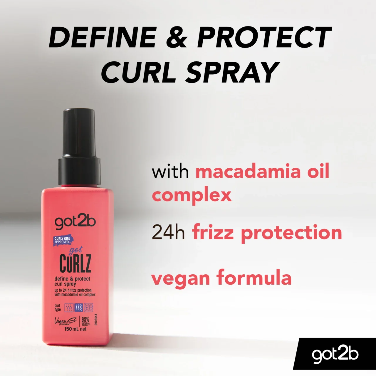 Schwarzkopf Got2b GotCurlz Define & Protect Hair Spray 150ml - Image 2