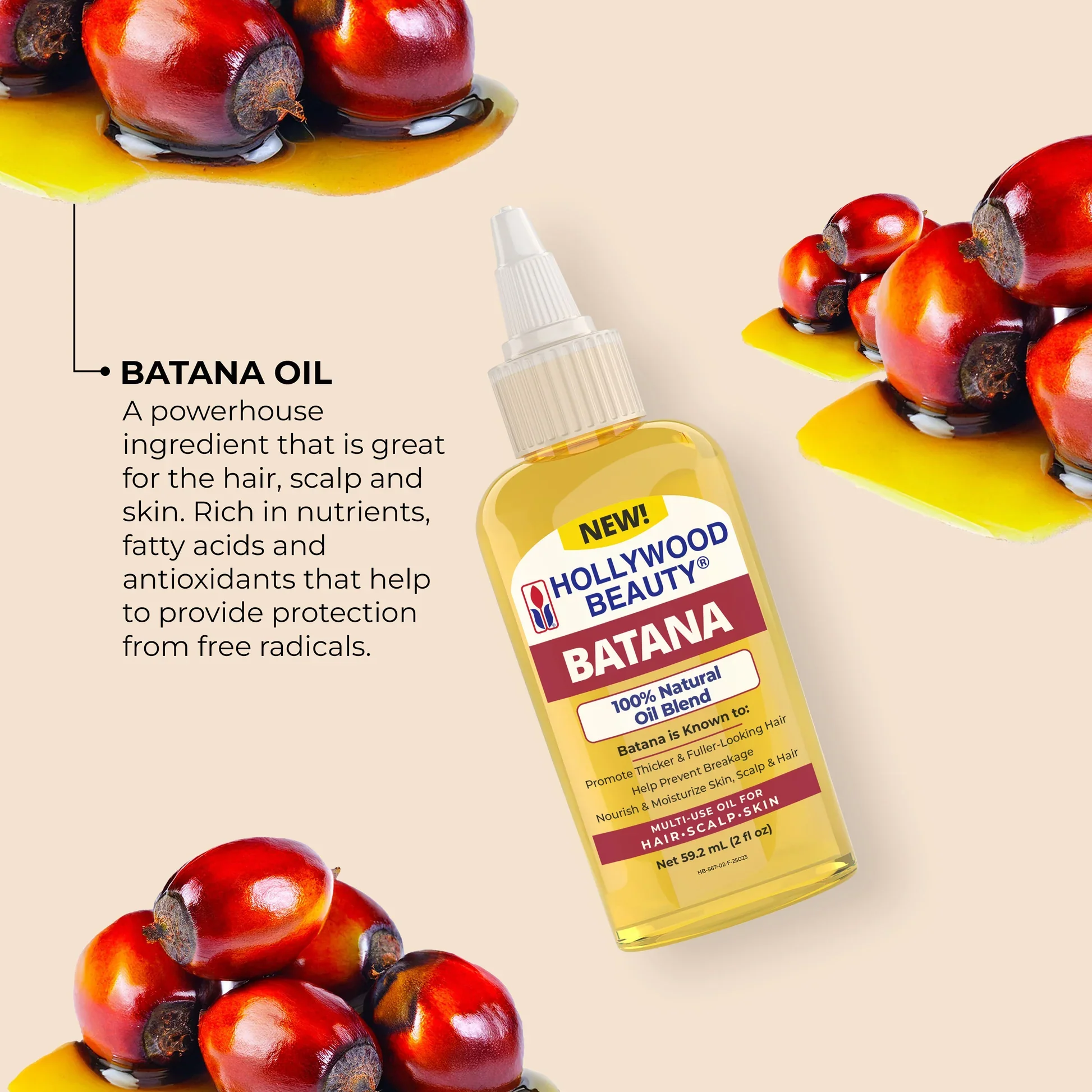 HollyWood Beauty Batana 100% Natural Oil Blend For Hair, Scalp, Skin, And Nails 59.2ml /2oz - Image 2