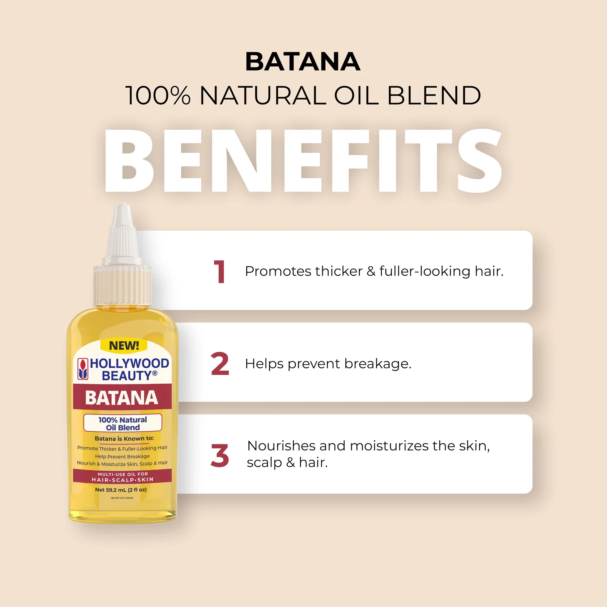 HollyWood Beauty Batana 100% Natural Oil Blend For Hair, Scalp, Skin, And Nails 59.2ml /2oz - Image 4