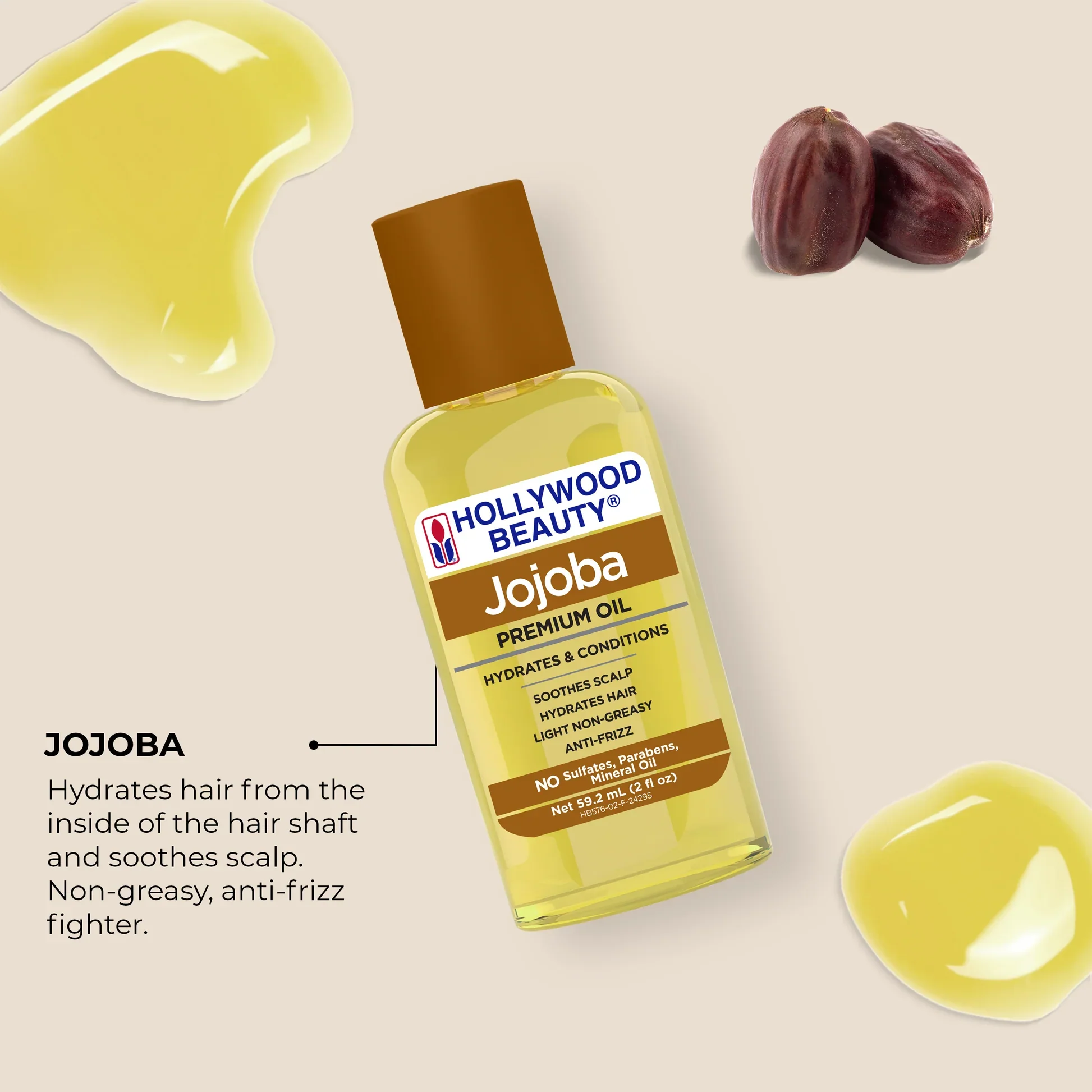 Hollywood Beauty Jojoba Premium Oil For Hair, Scalp, Skin, And Nails 59ml - Image 3