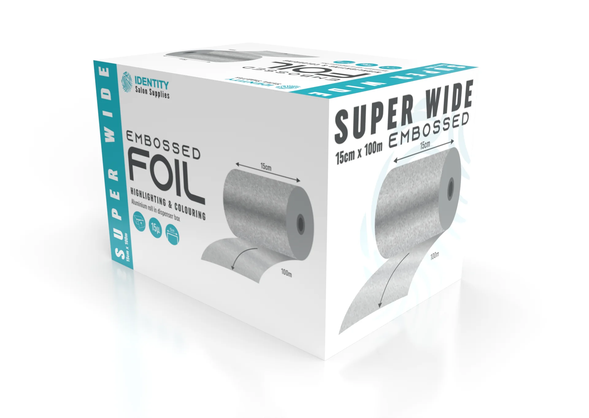 Identity SUPER WIDE Hair Foil EMBOSSED 15cm x 100M DISPENSER BOX - Image 3