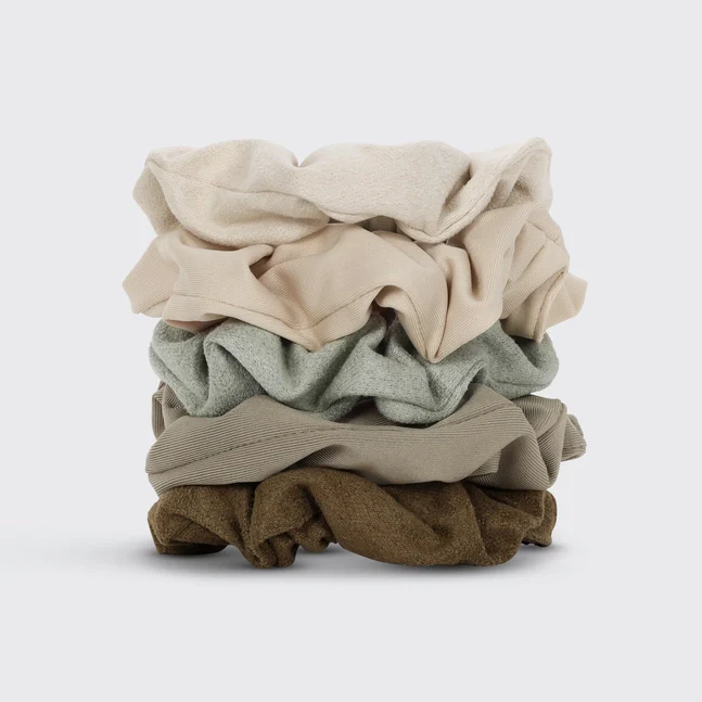 Kitsch Assorted Textured Scrunchies 5pc Set - Eucalyptus - Image 2